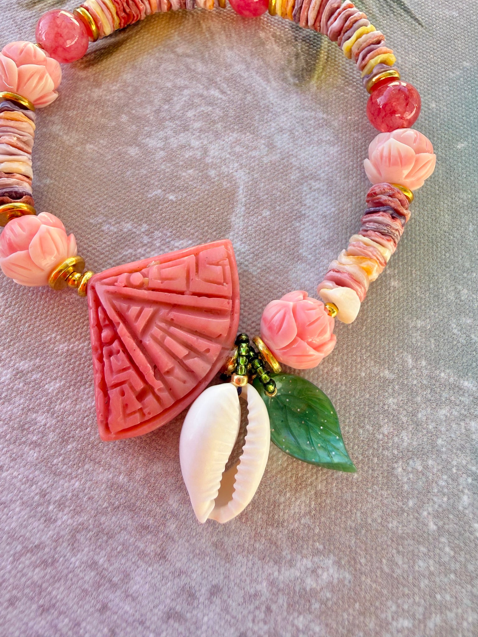 Sun-kissed Coral Shell Bracelet