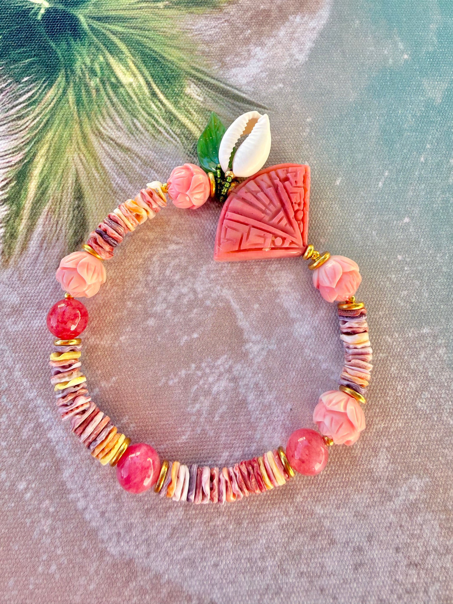 Sun-kissed Coral Shell Bracelet