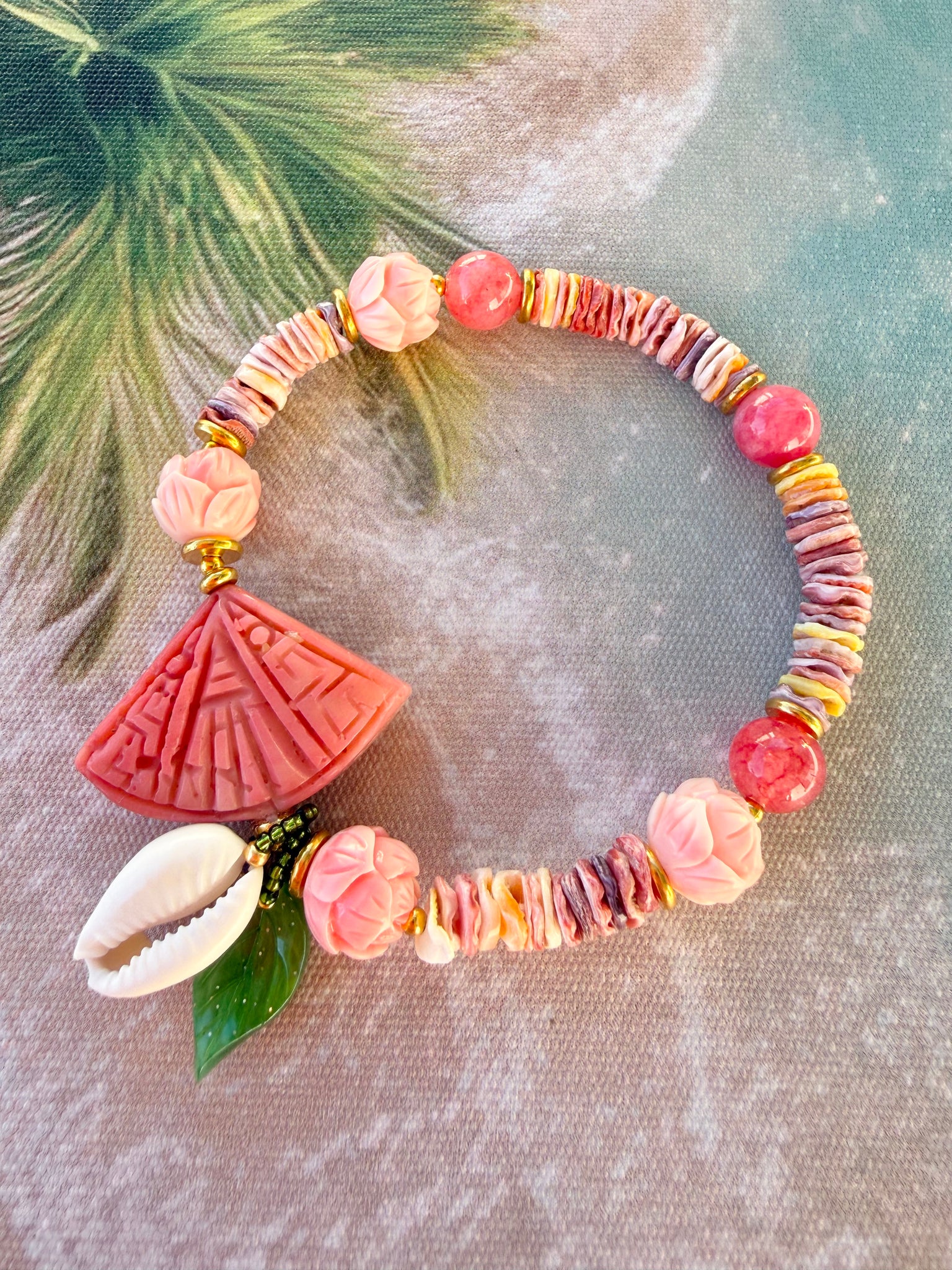 Sun-kissed Coral Shell Bracelet