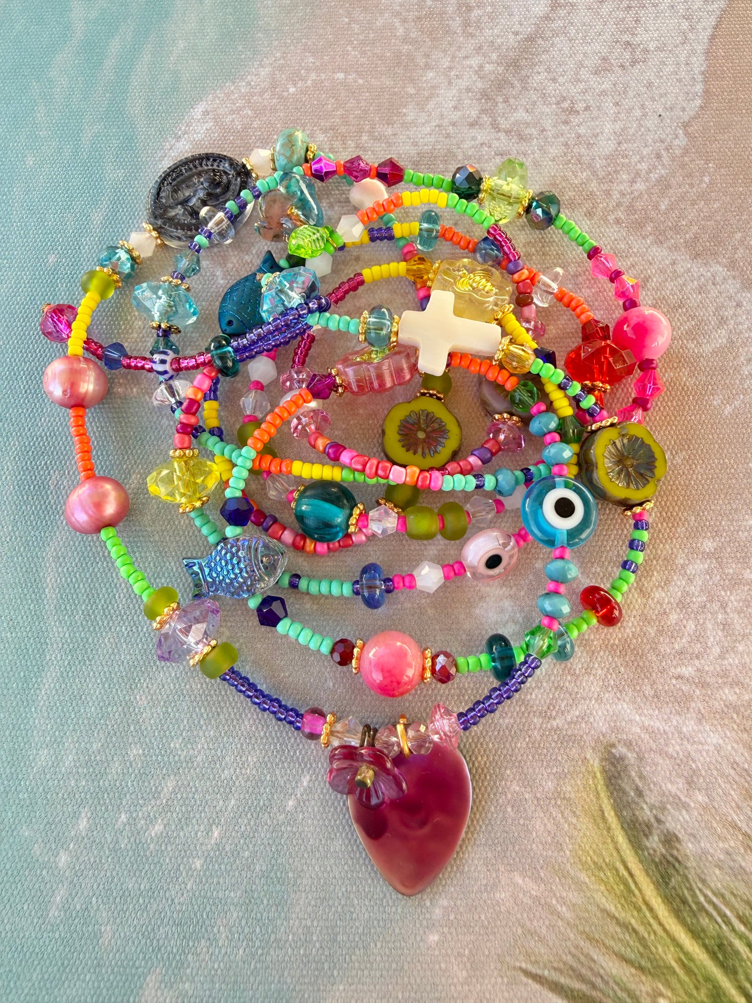 Boho Coloured Seed Bead Wrap Bracelet - Necklace