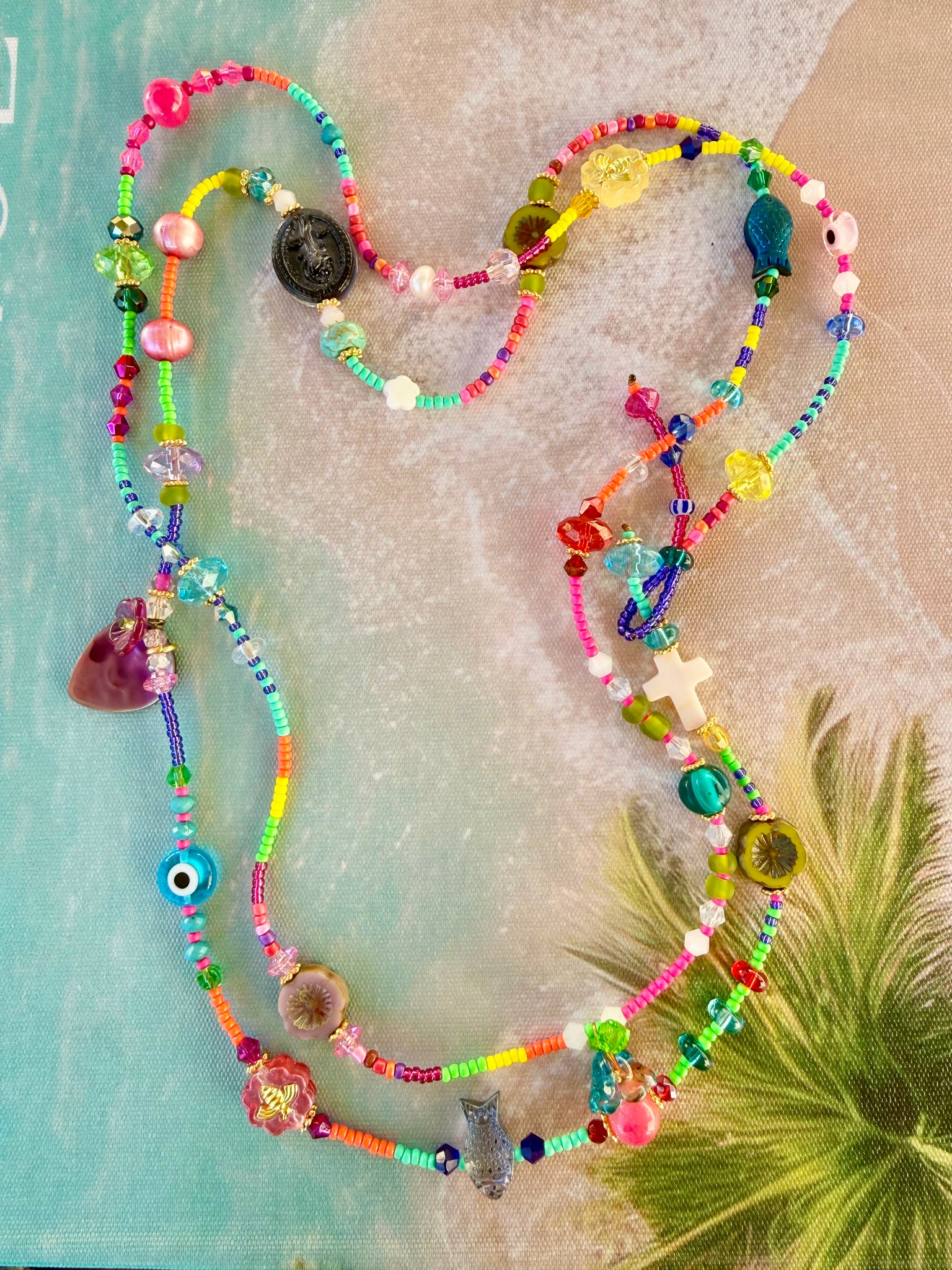 Boho Coloured Seed Bead Wrap Bracelet - Necklace