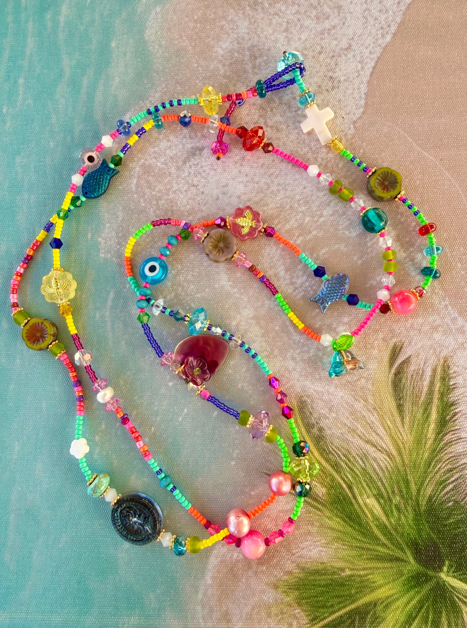 Boho Coloured Seed Bead Wrap Bracelet - Necklace
