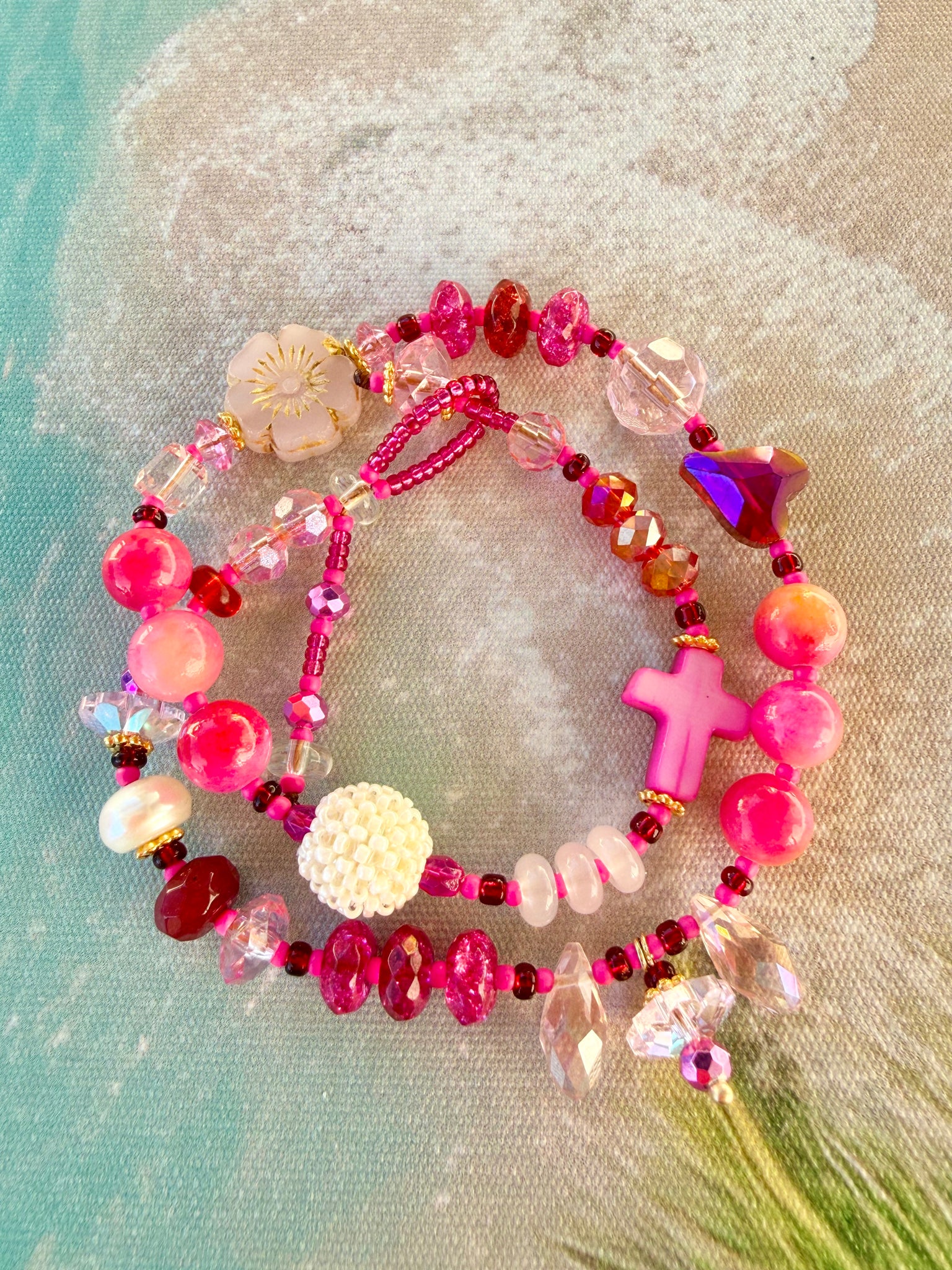Pink Sun-Kissed Crystal Treasure Bracelet