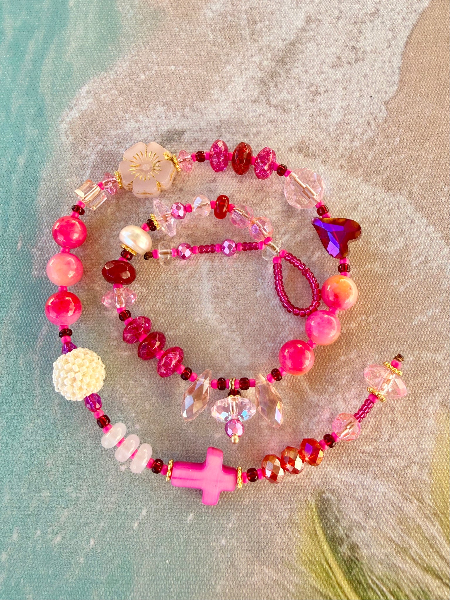Pink Sun-Kissed Crystal Treasure Bracelet