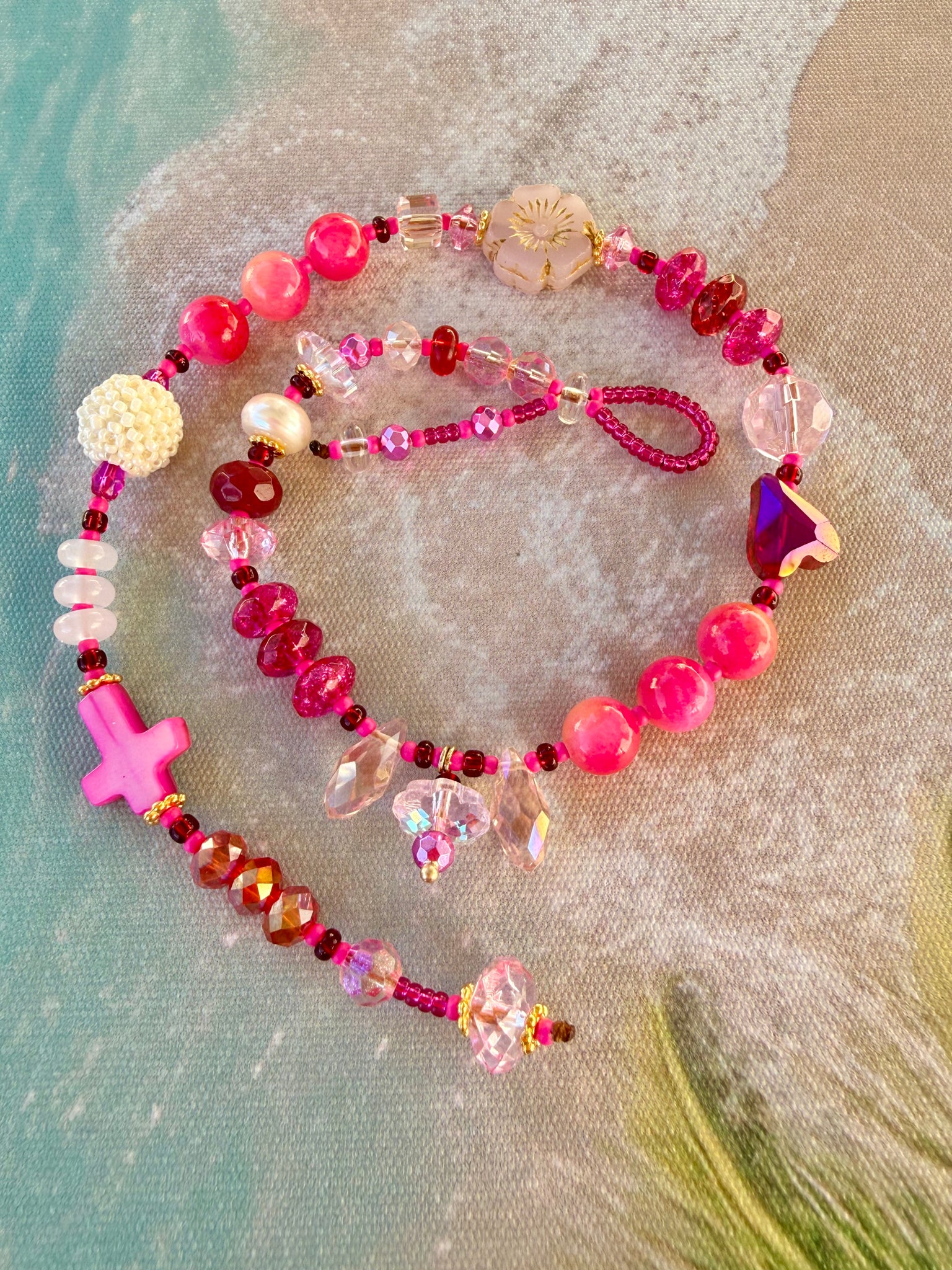 Pink Sun-Kissed Crystal Treasure Bracelet