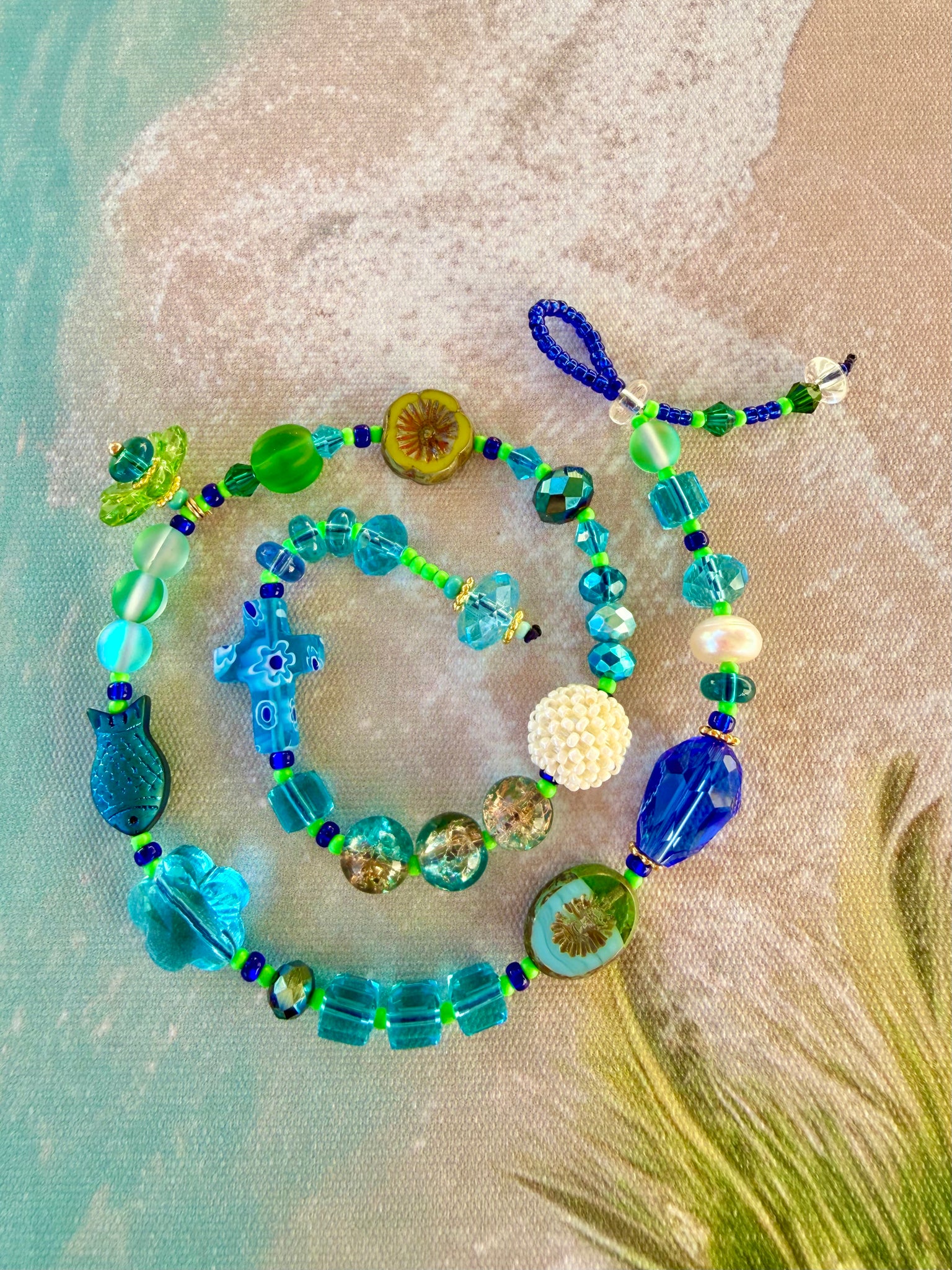 Boho Ocean Sea Glass Wrap Bracelet