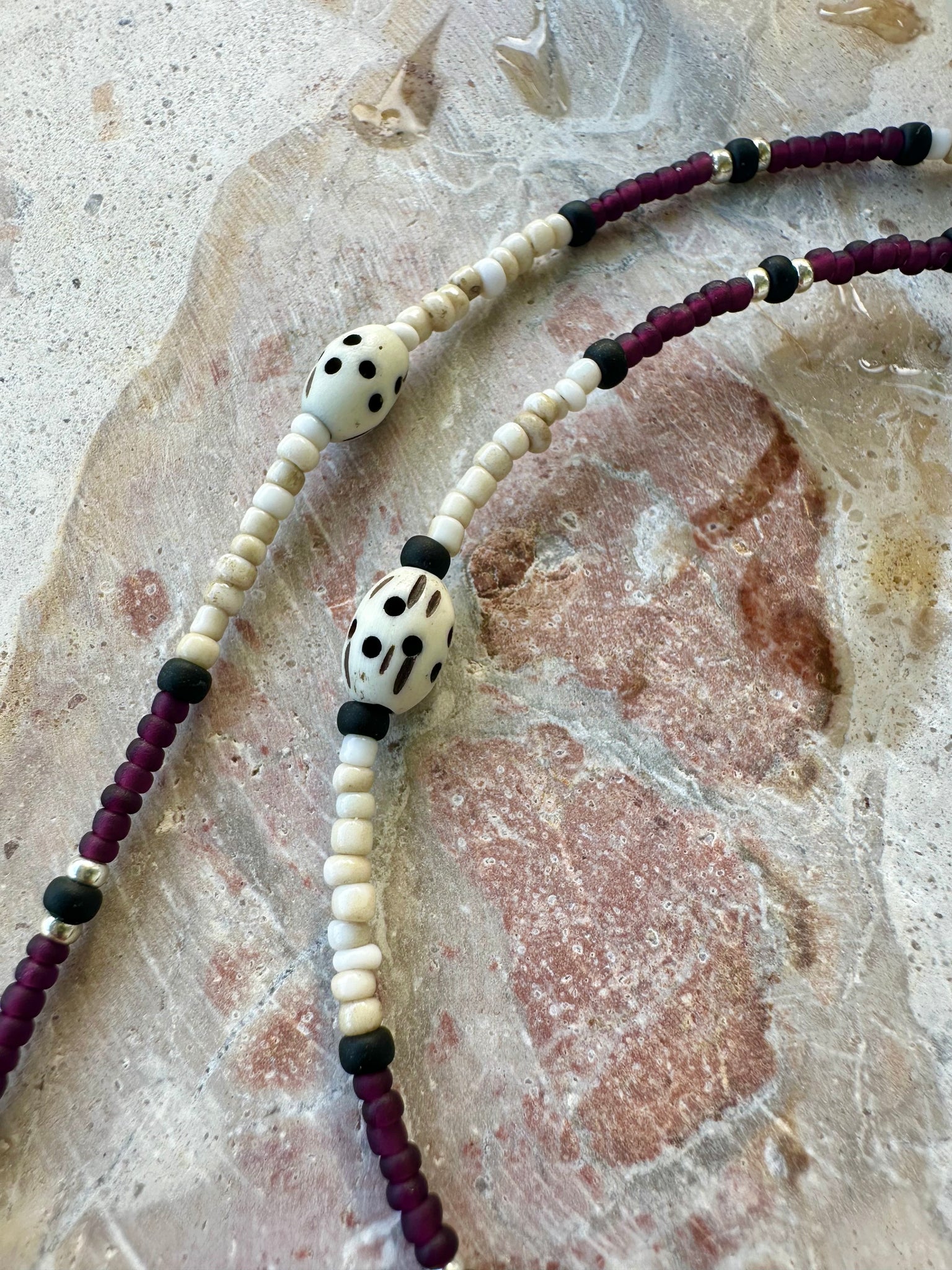 Puka Shell Cross Seed Bead Necklace