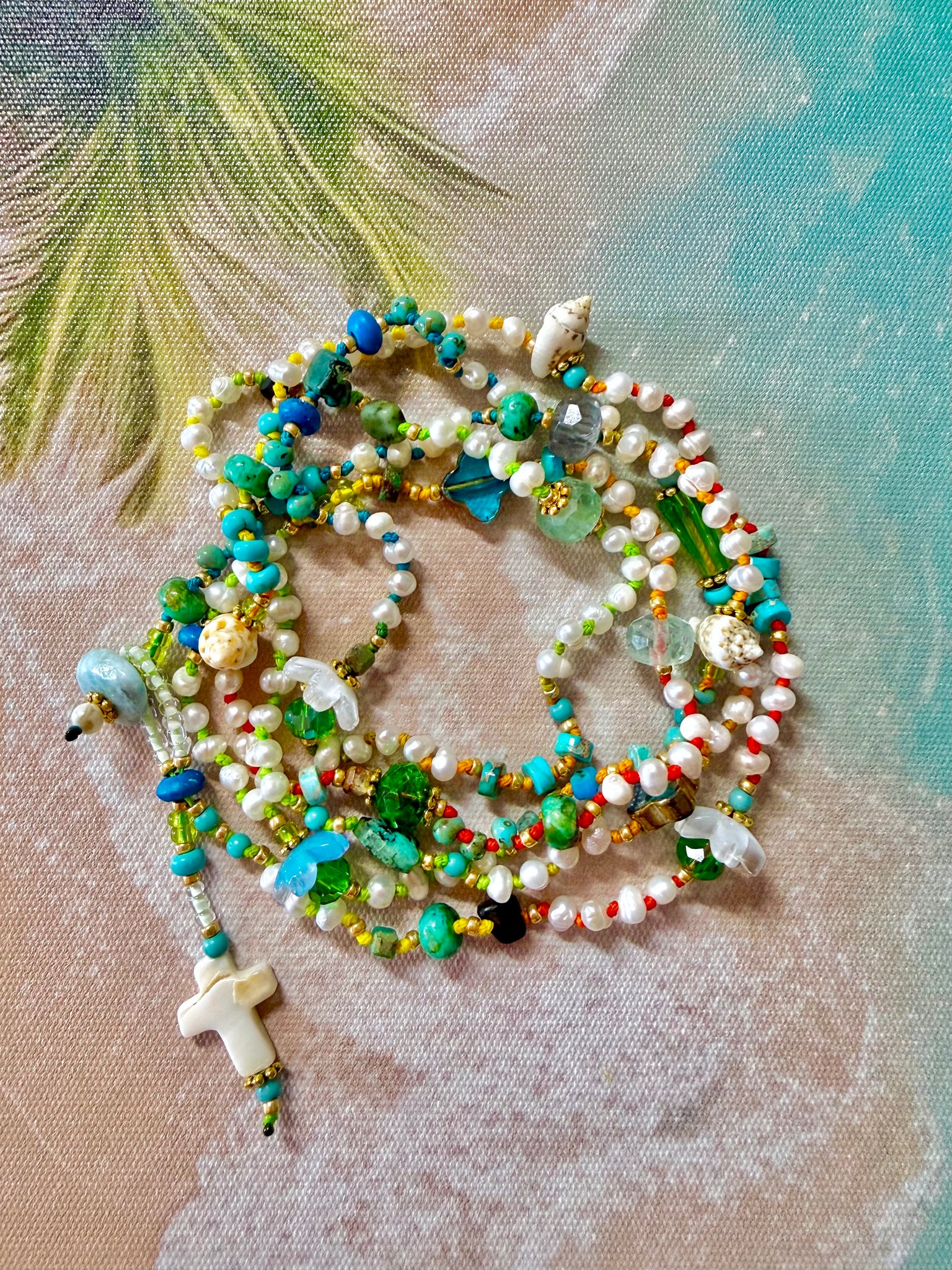 Coastal Island Pearl Wrap Bracelet