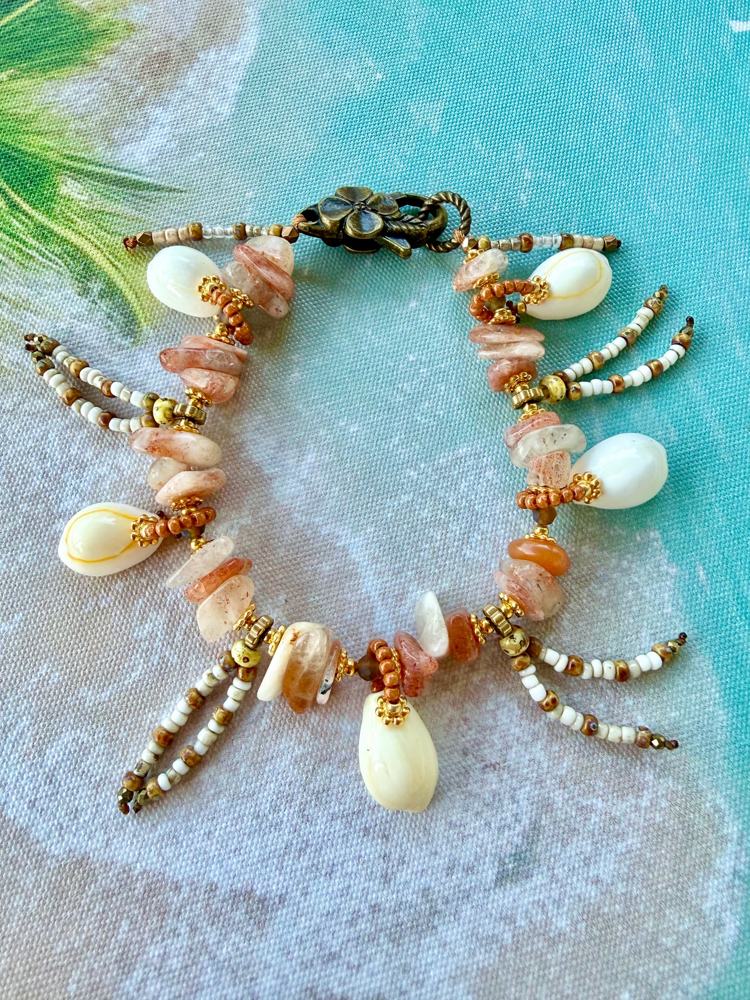 Bali Island Cowrie Shell Stone Bracelet