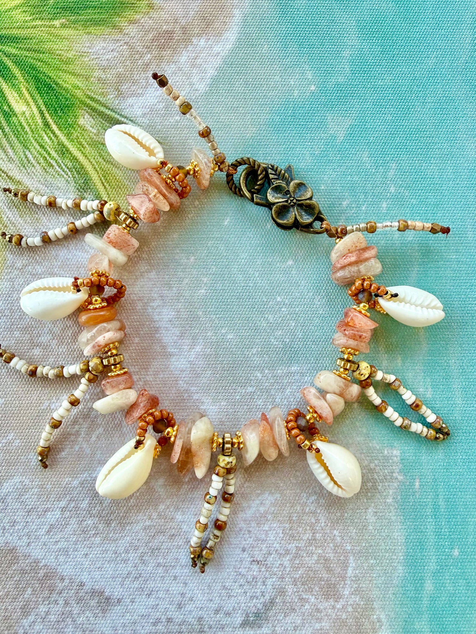 Bali Island Cowrie Shell Stone Bracelet