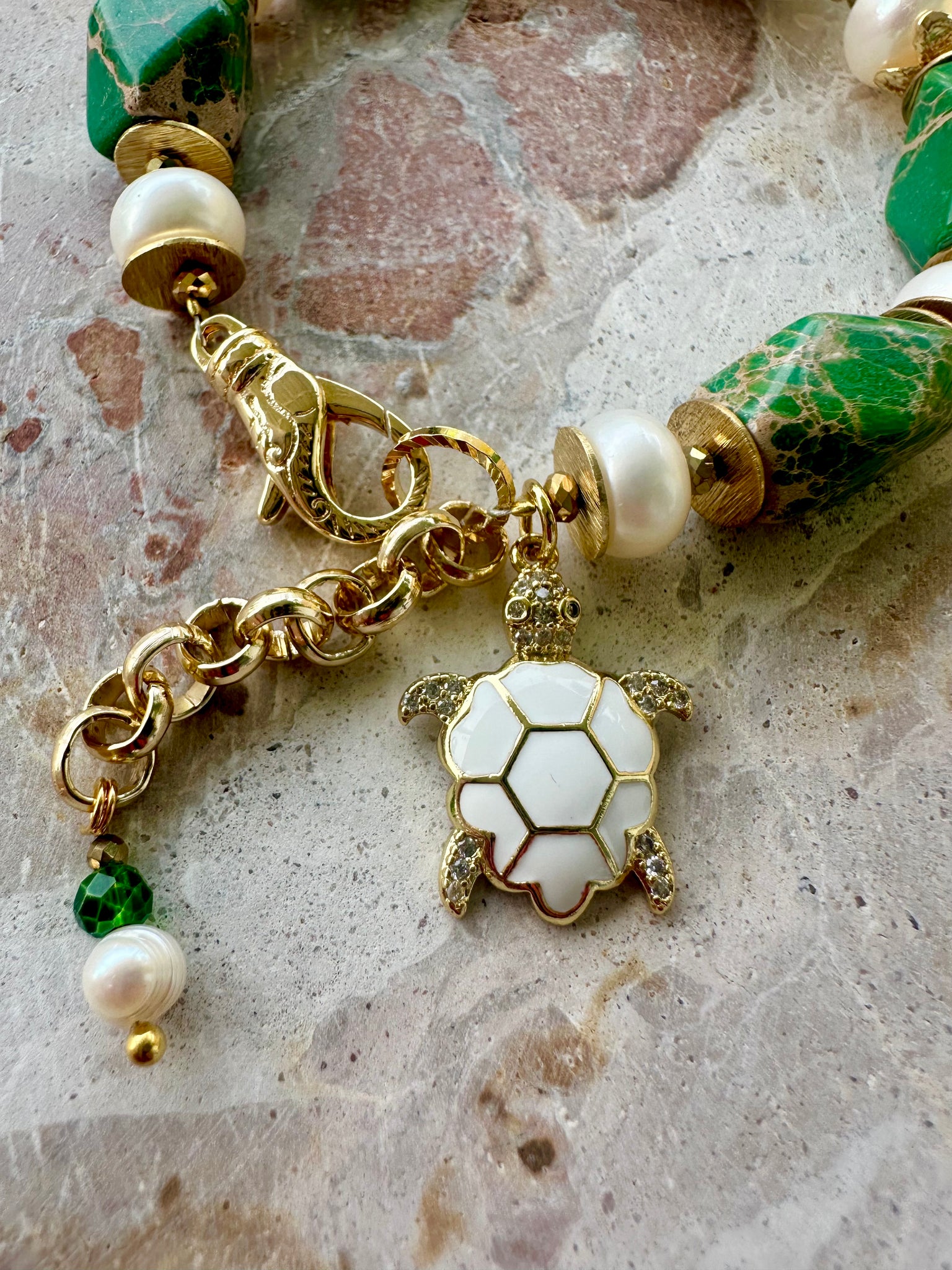 Pearl Green Gemstone Bracelet