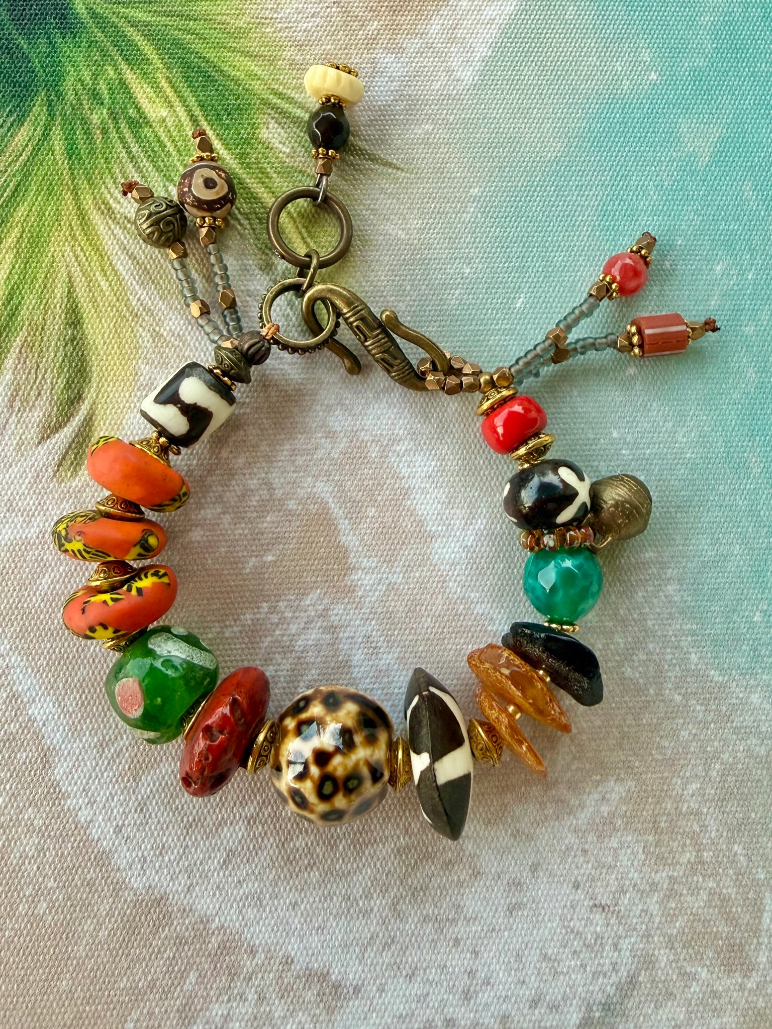 African Trade Bead Boho Bracelet