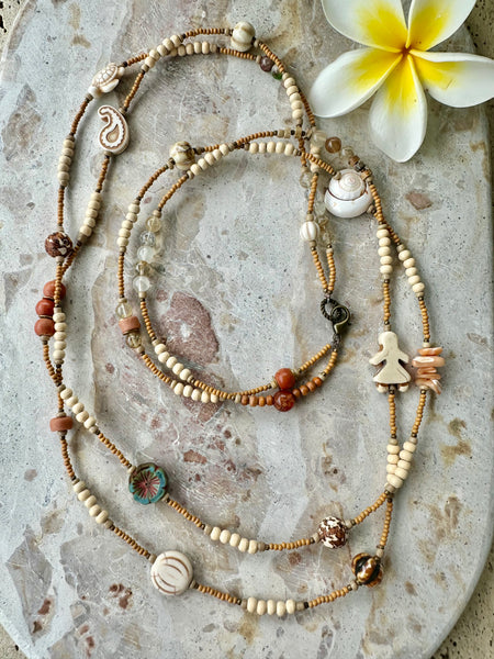 Sunkissed Charm Shell Beaded Necklace