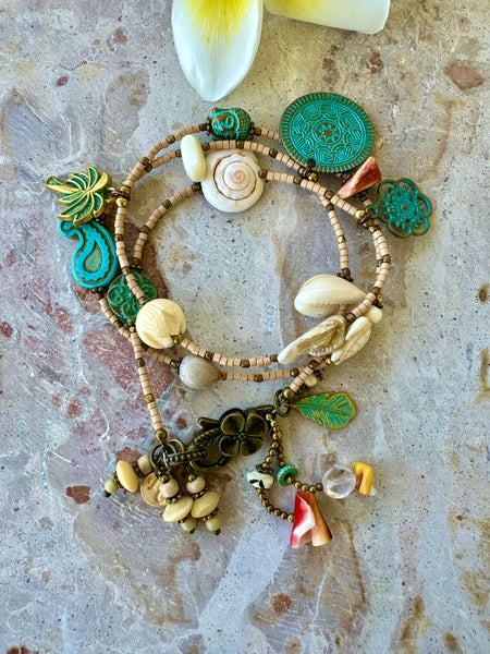 Shell Charm Boho Wrap Bracelet