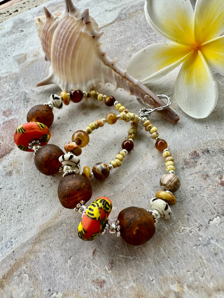 Beach Tribal Island Boho Beaded Earrings