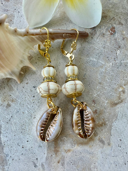 Gold Cowrie Shell Earrings