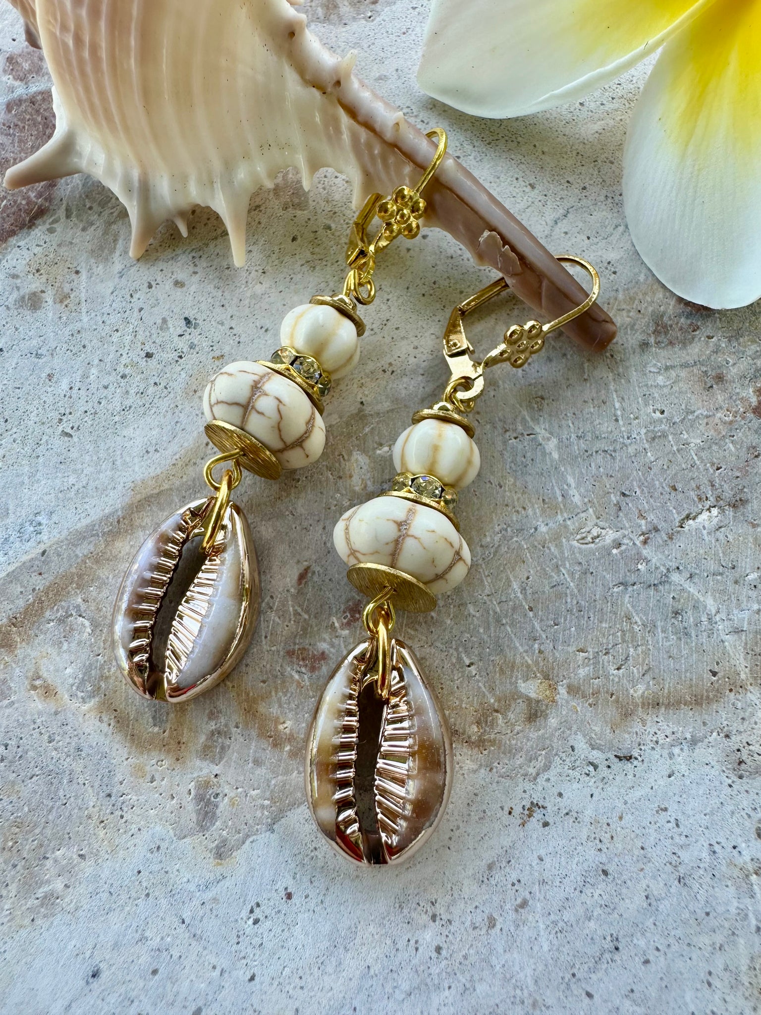 Gold Cowrie Shell Earrings