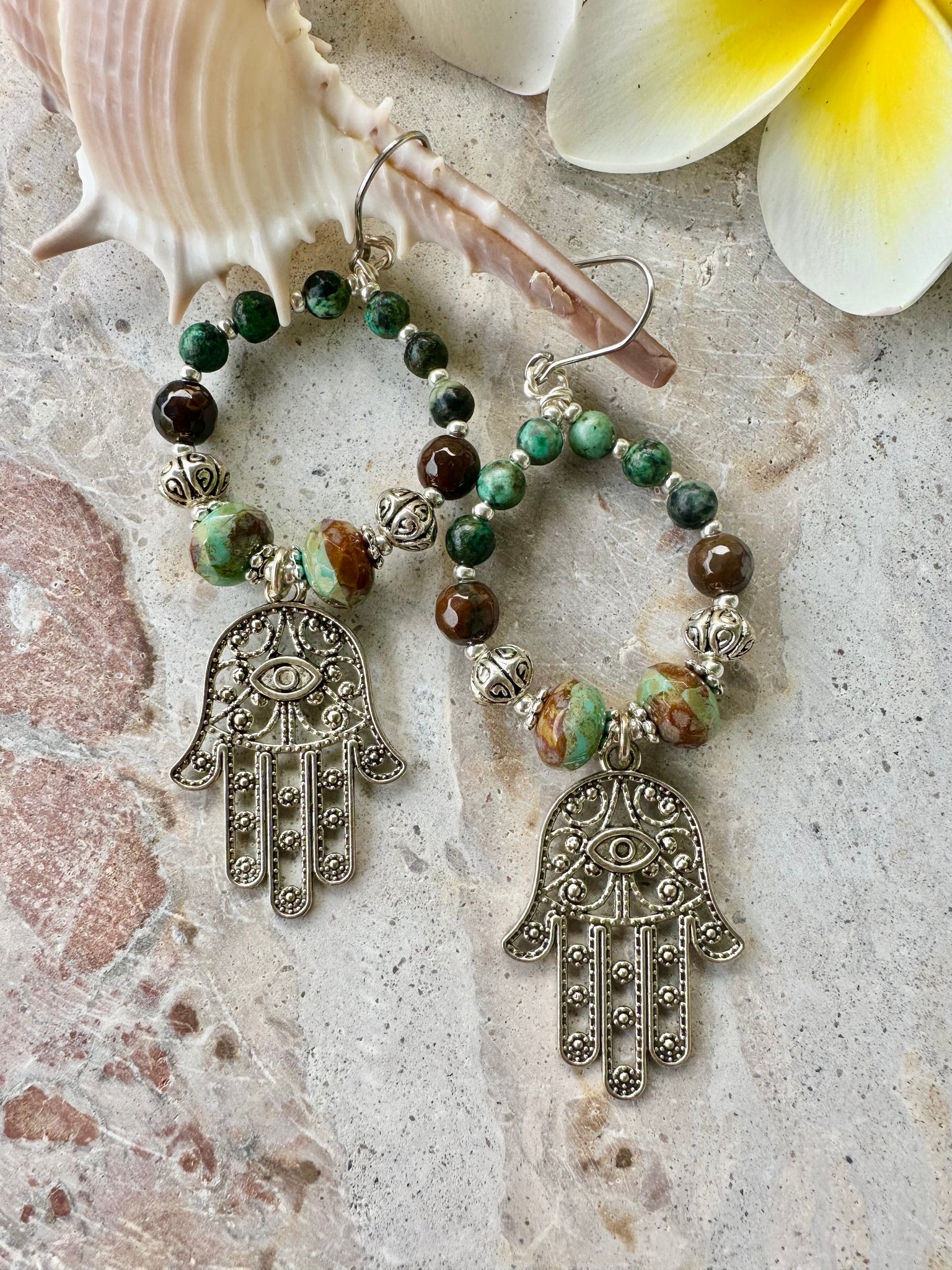 Hamsa Hand Crystal Earrings