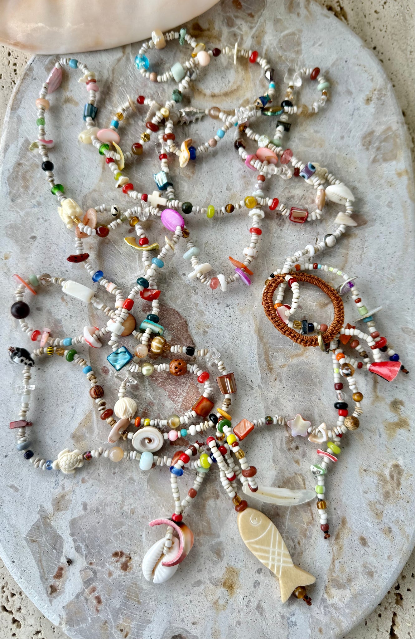 Beaded Shell Island Boho Necklace