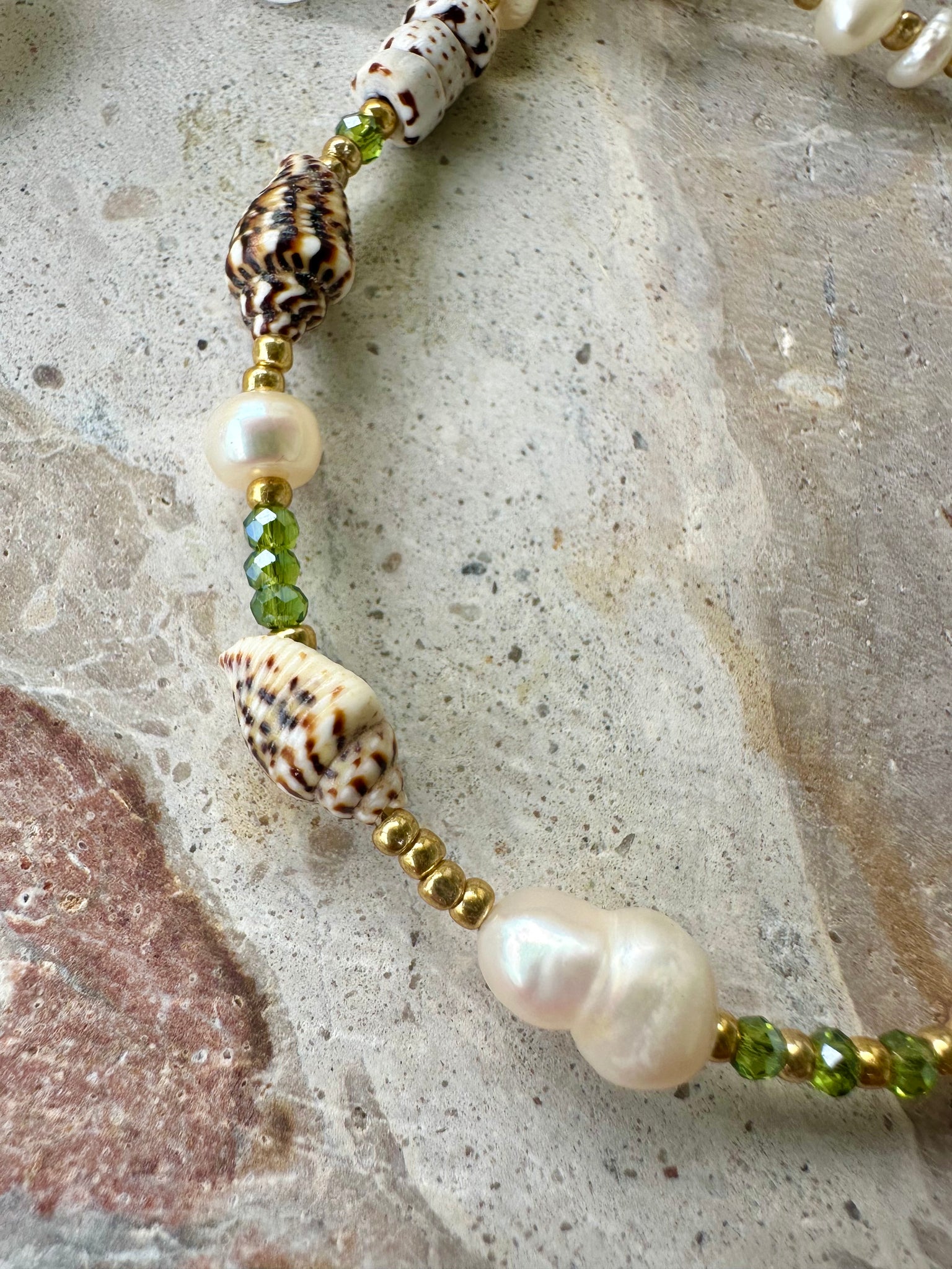 Shell Seed Bead Pearl Bracelet