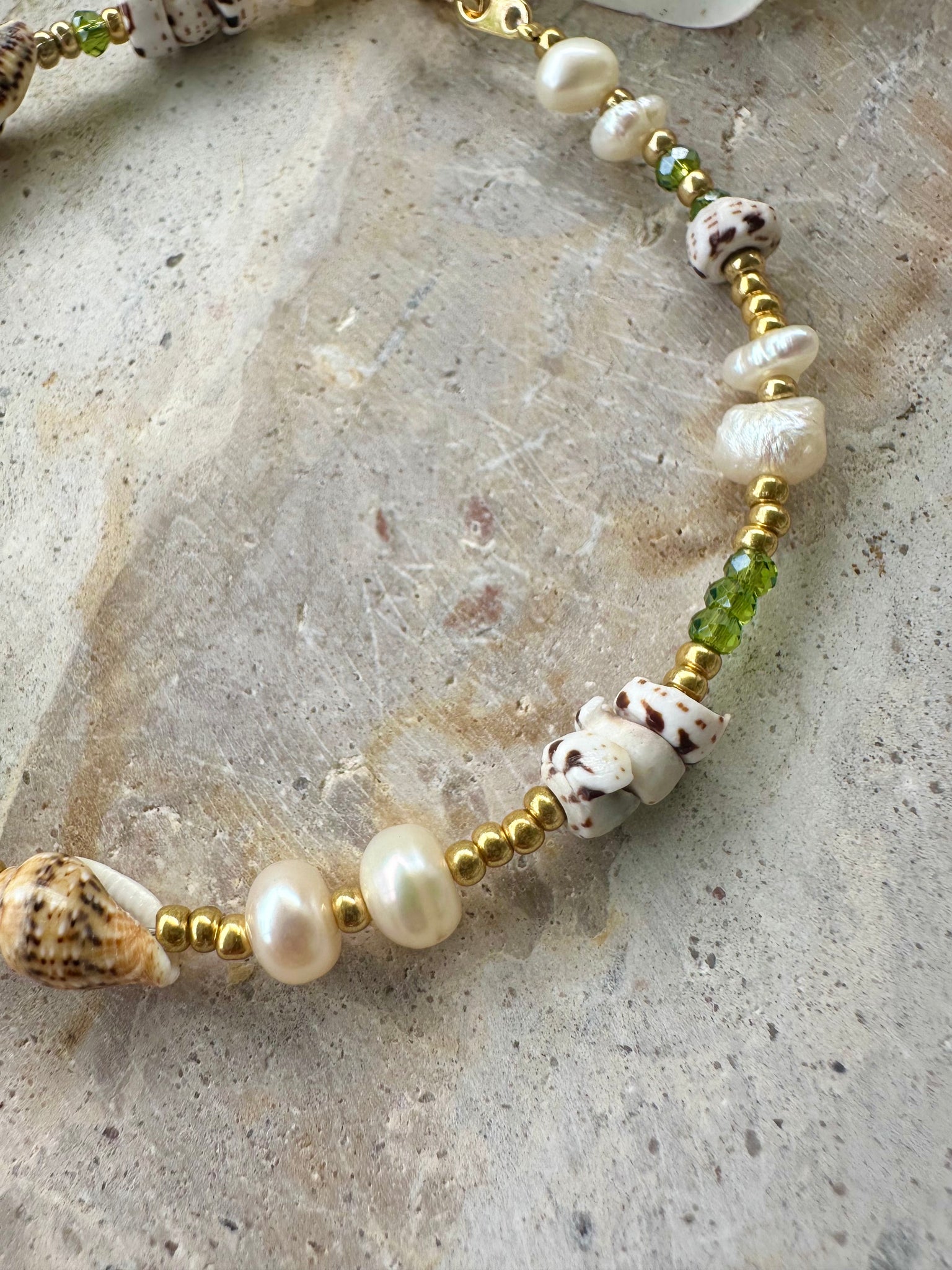 Shell Seed Bead Pearl Bracelet