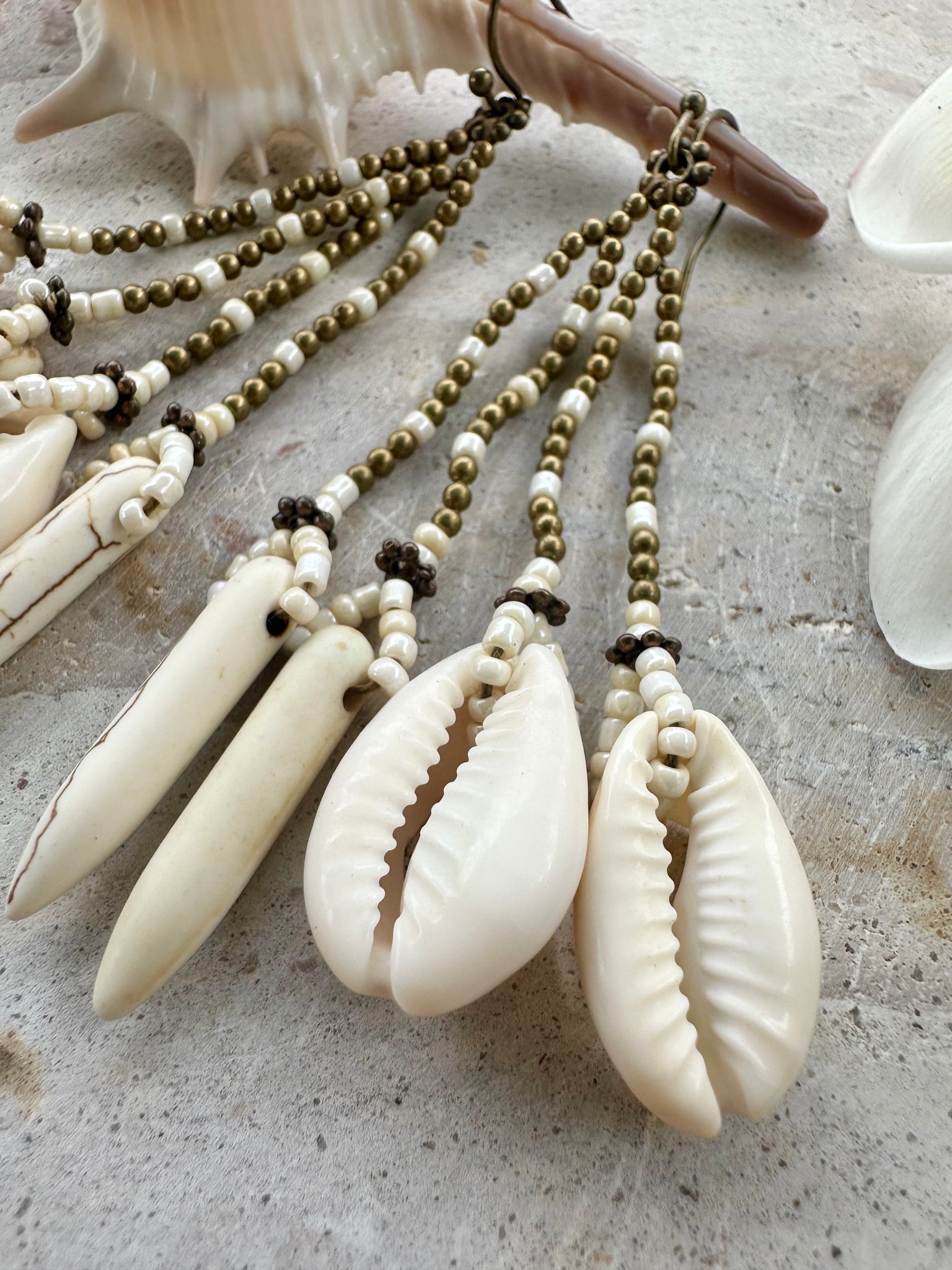 Cowrie Shell Chandelier Earrings