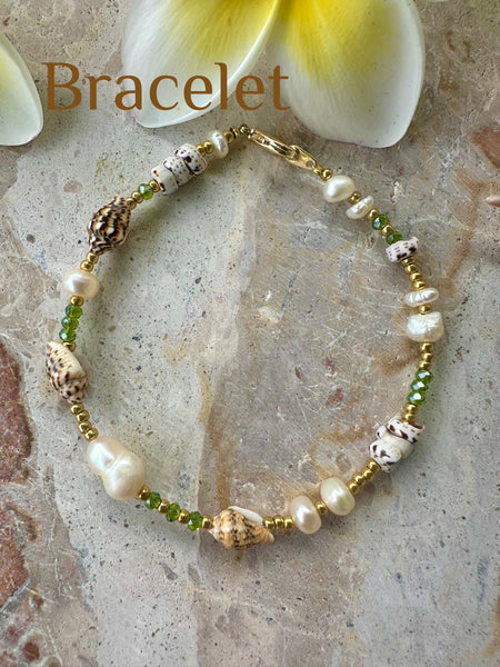 Shell Seed Bead Pearl Bracelet