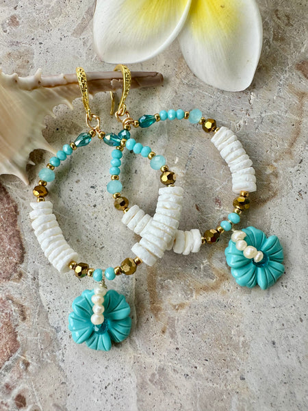 Blue Hawaii Shell Earrings