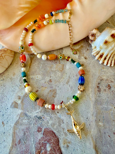 Free Spirited Whale Beaded Charm Necklace