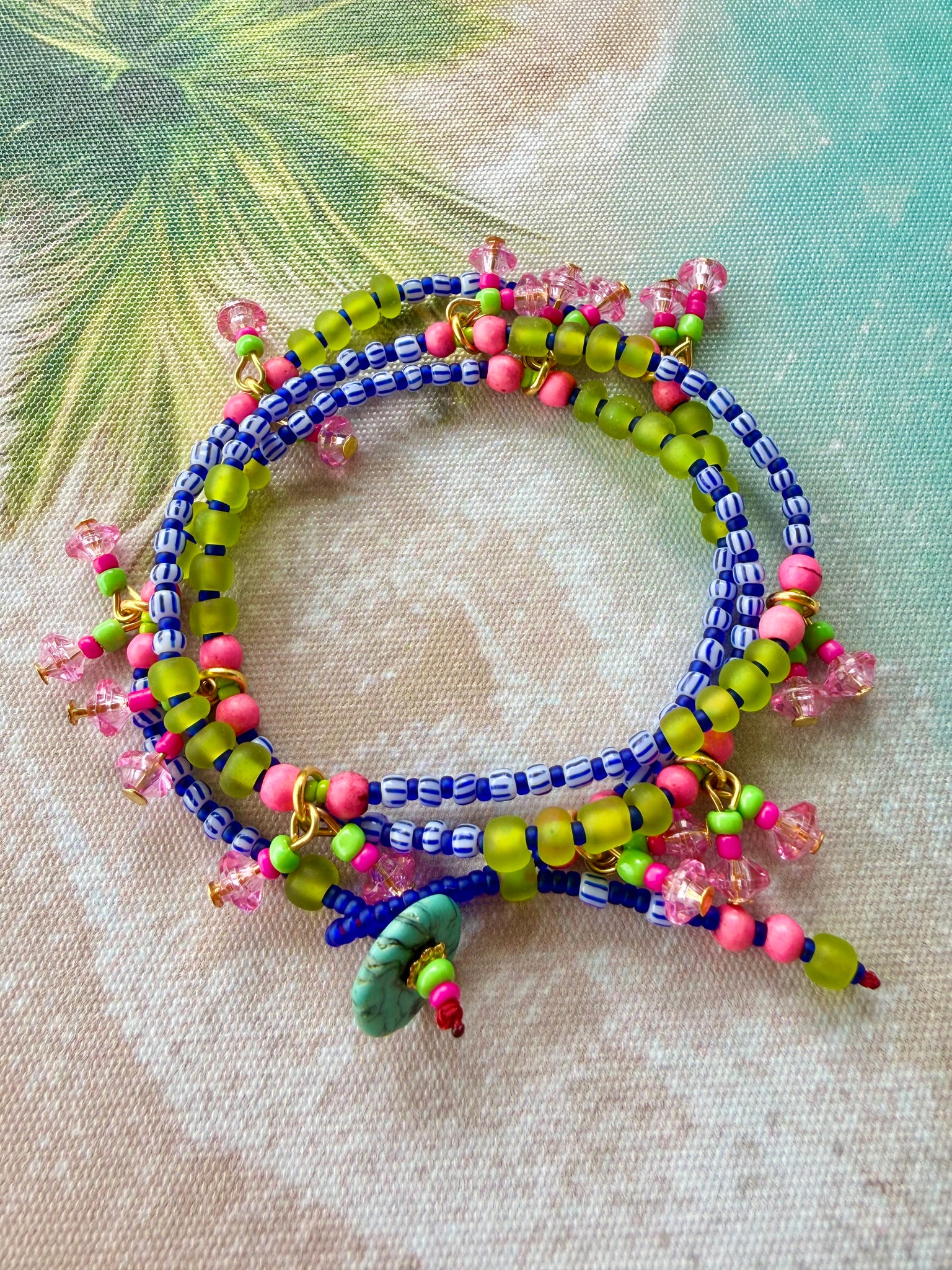 Boho Seed Bead Charm Wrap Bracelet