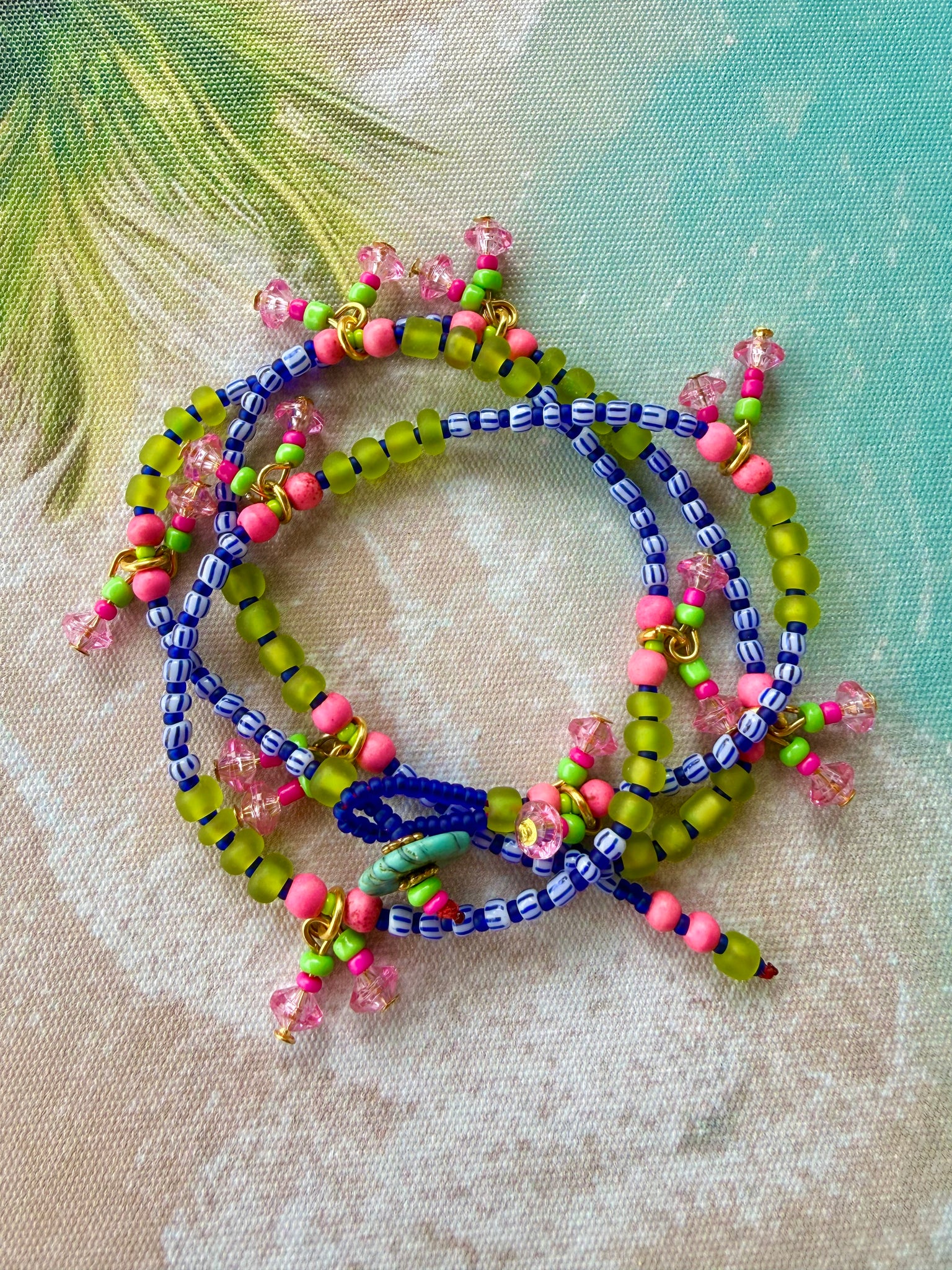 Boho Seed Bead Charm Wrap Bracelet