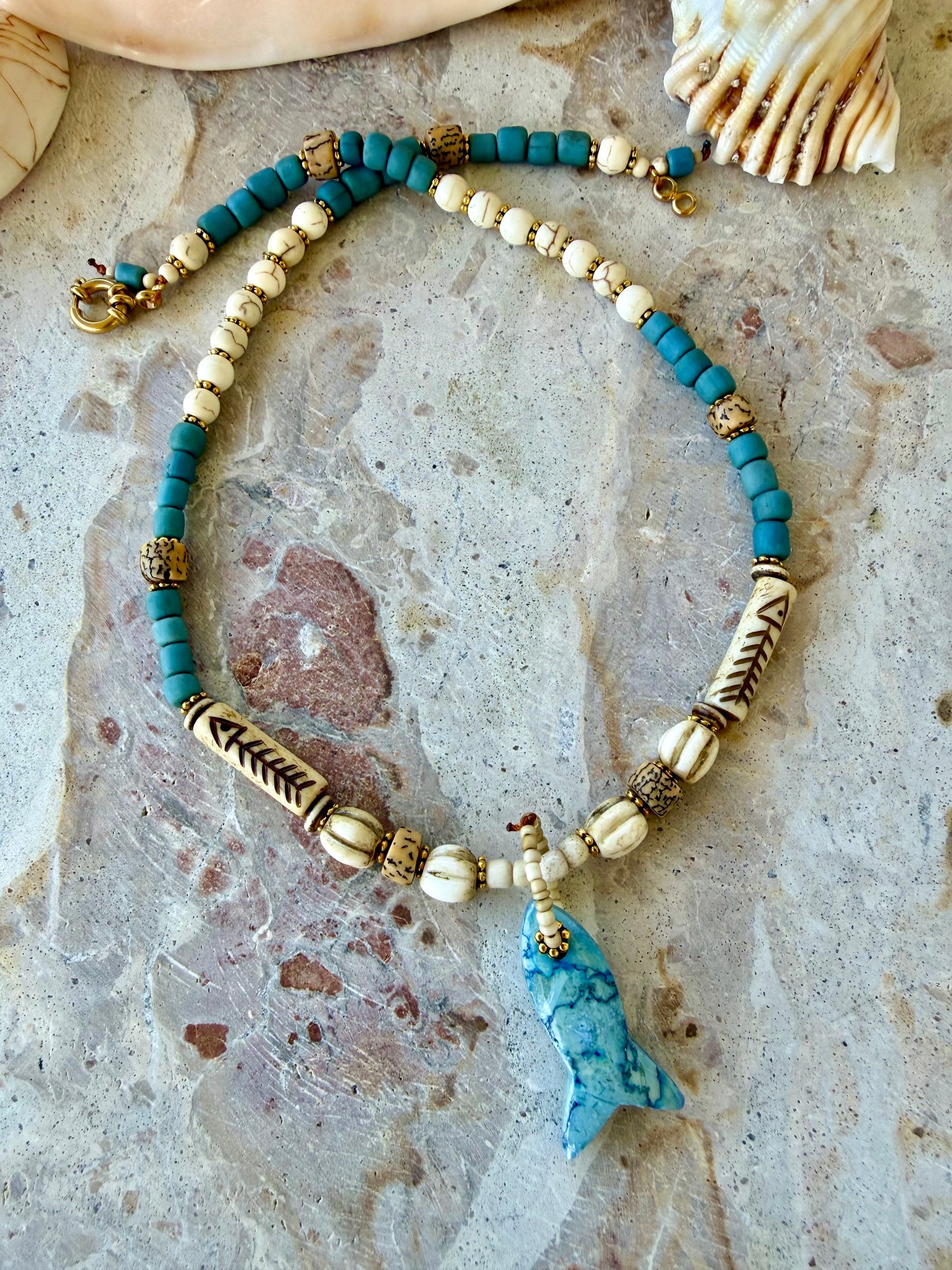 Bali Fish Beaded Necklace