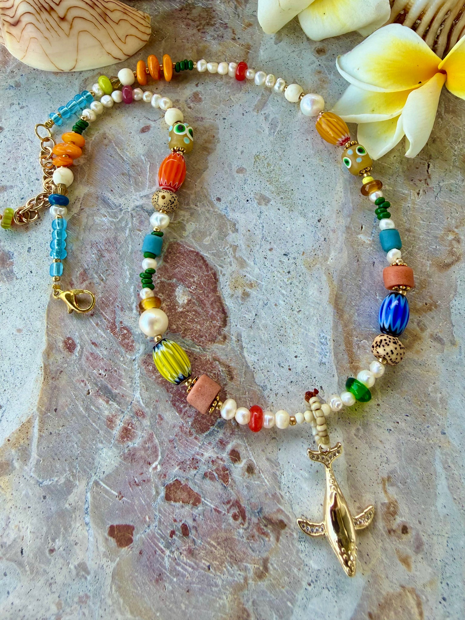 Free Spirited Whale Beaded Charm Necklace