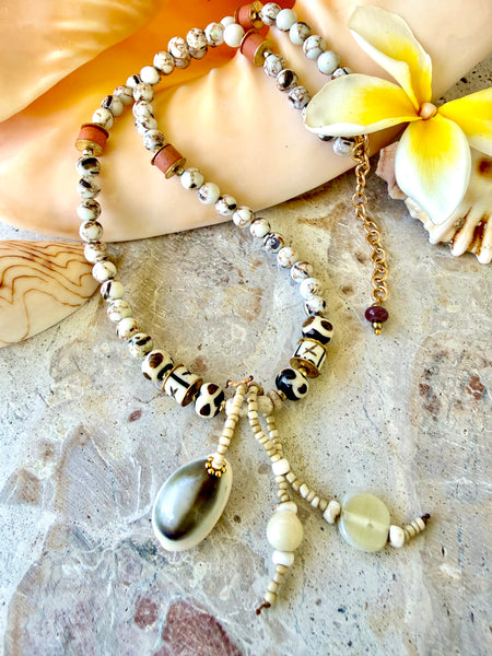 Tribal Cowrie Shell Beaded Necklace