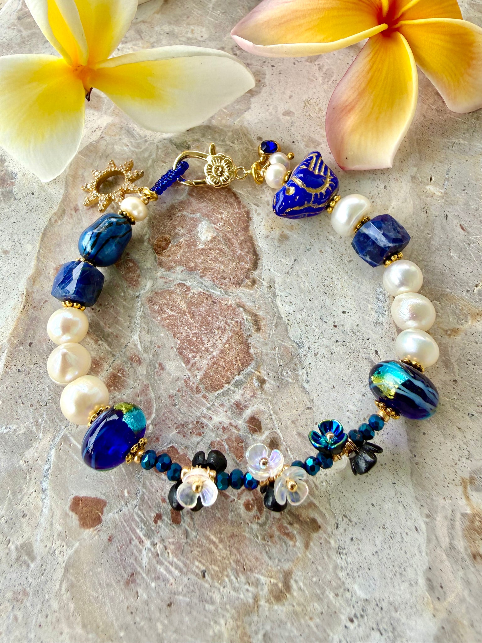 Blue Bird Pearl Bracelet