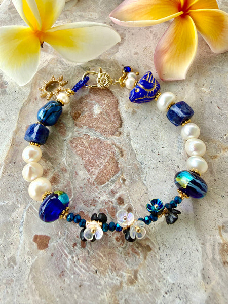 Blue Bird Pearl Bracelet