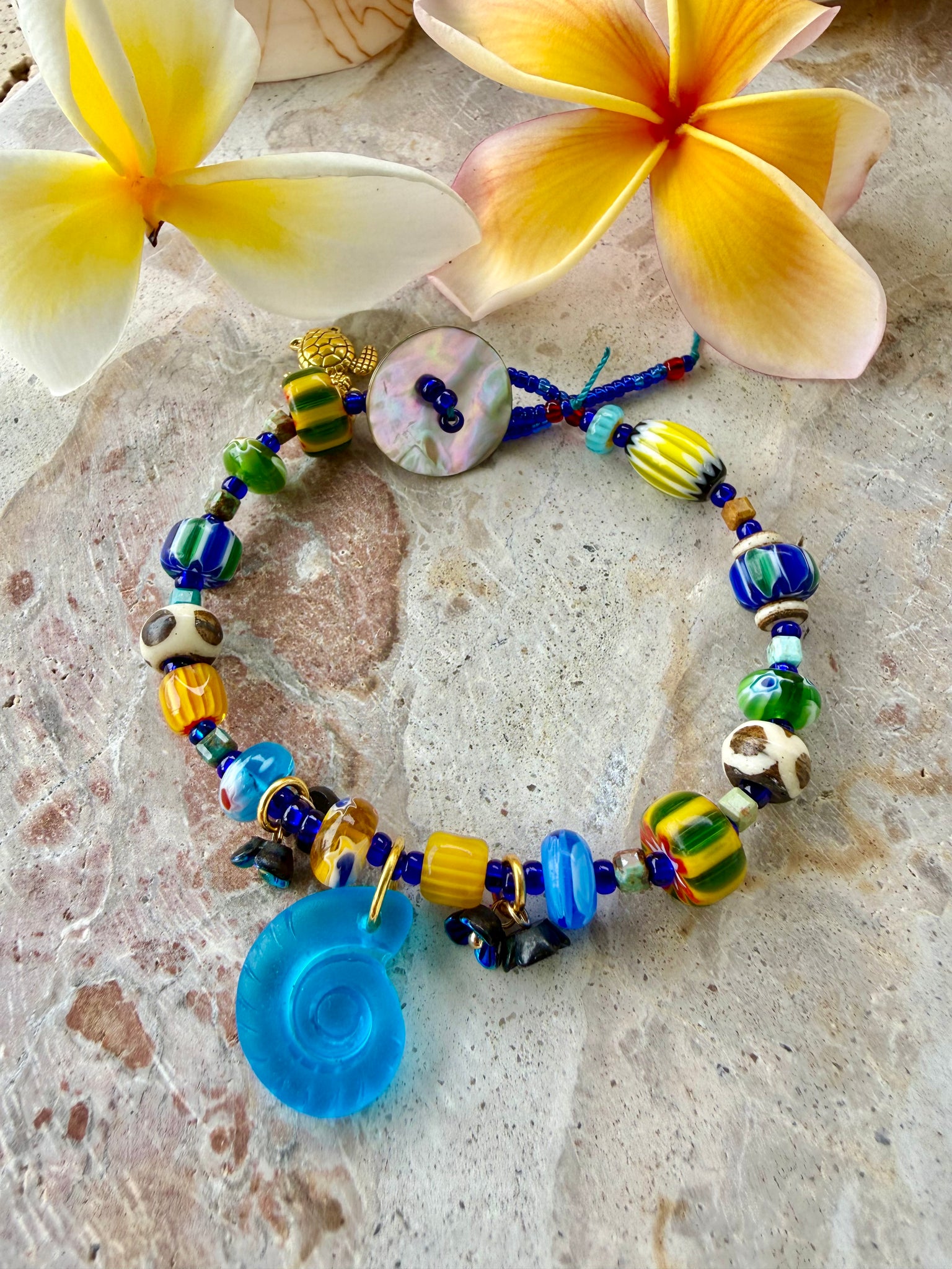 Islander Blue Shell Charm Beach Bracelet