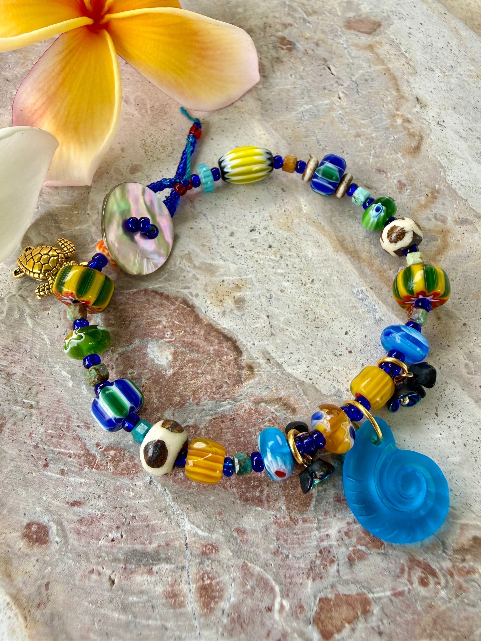 Islander Blue Shell Charm Beach Bracelet