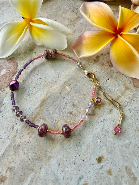Purple Crystal Seed Bead Bracelet