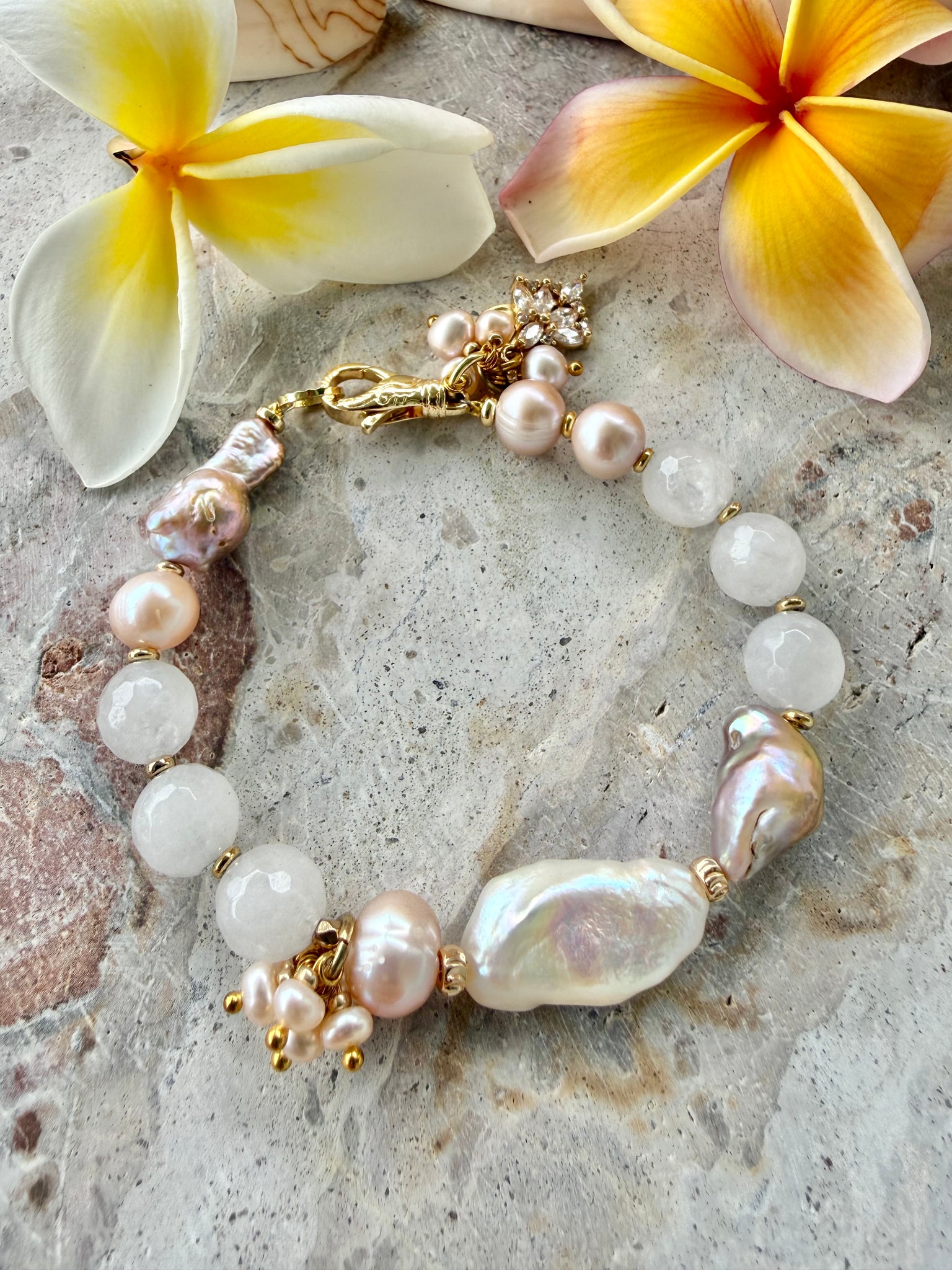 Lux Baroque Pearl Charm  Bracelet
