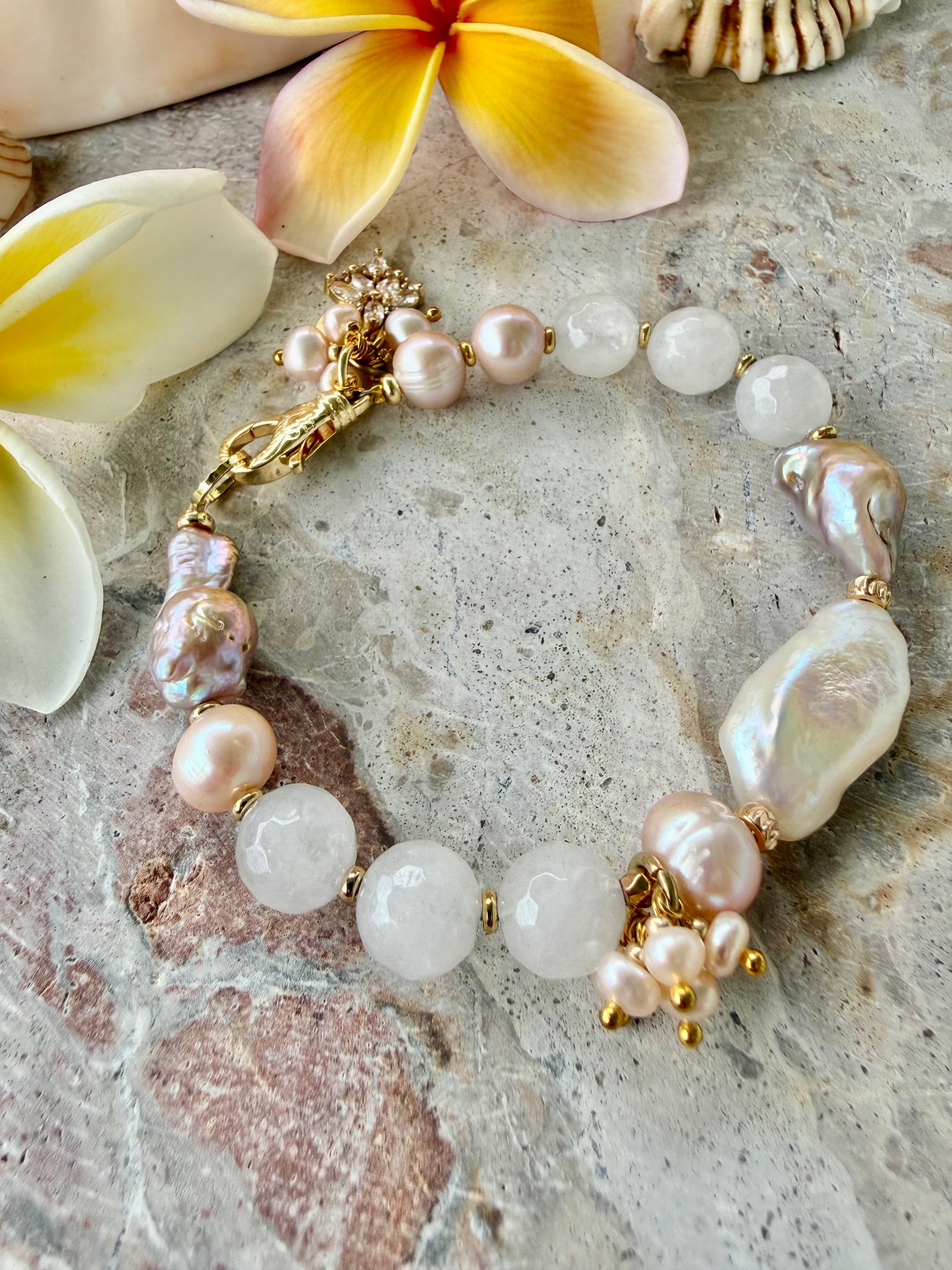 Lux Baroque Pearl Charm  Bracelet
