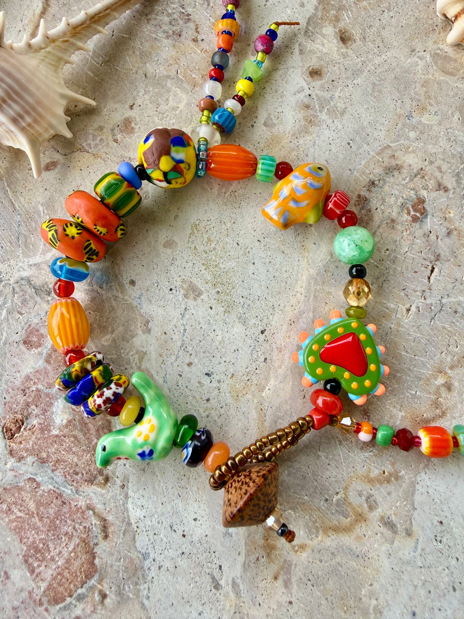 Green Bird African Beaded Bracelet