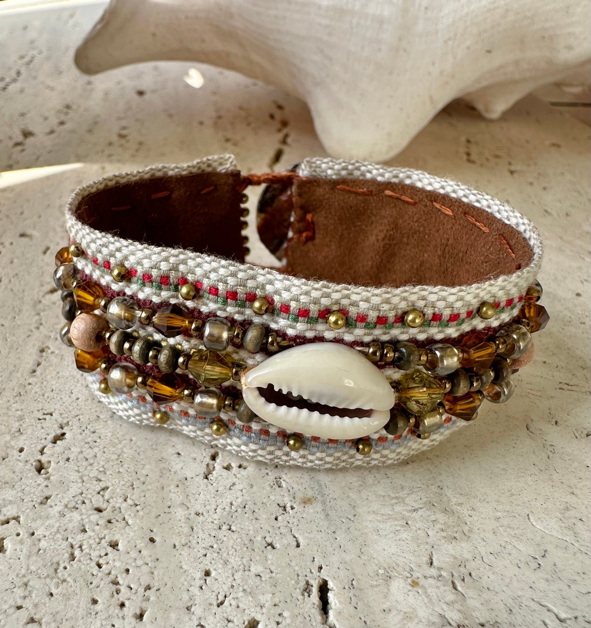 Cowrie Shell Beaded Cuff