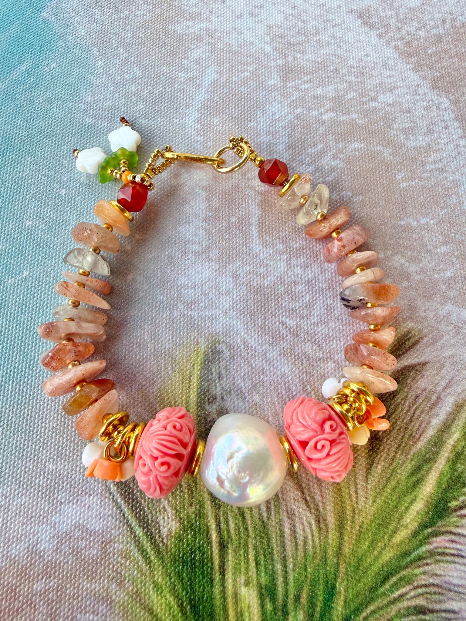 Ocean Pearl Treasure Pink Stone Bracelet