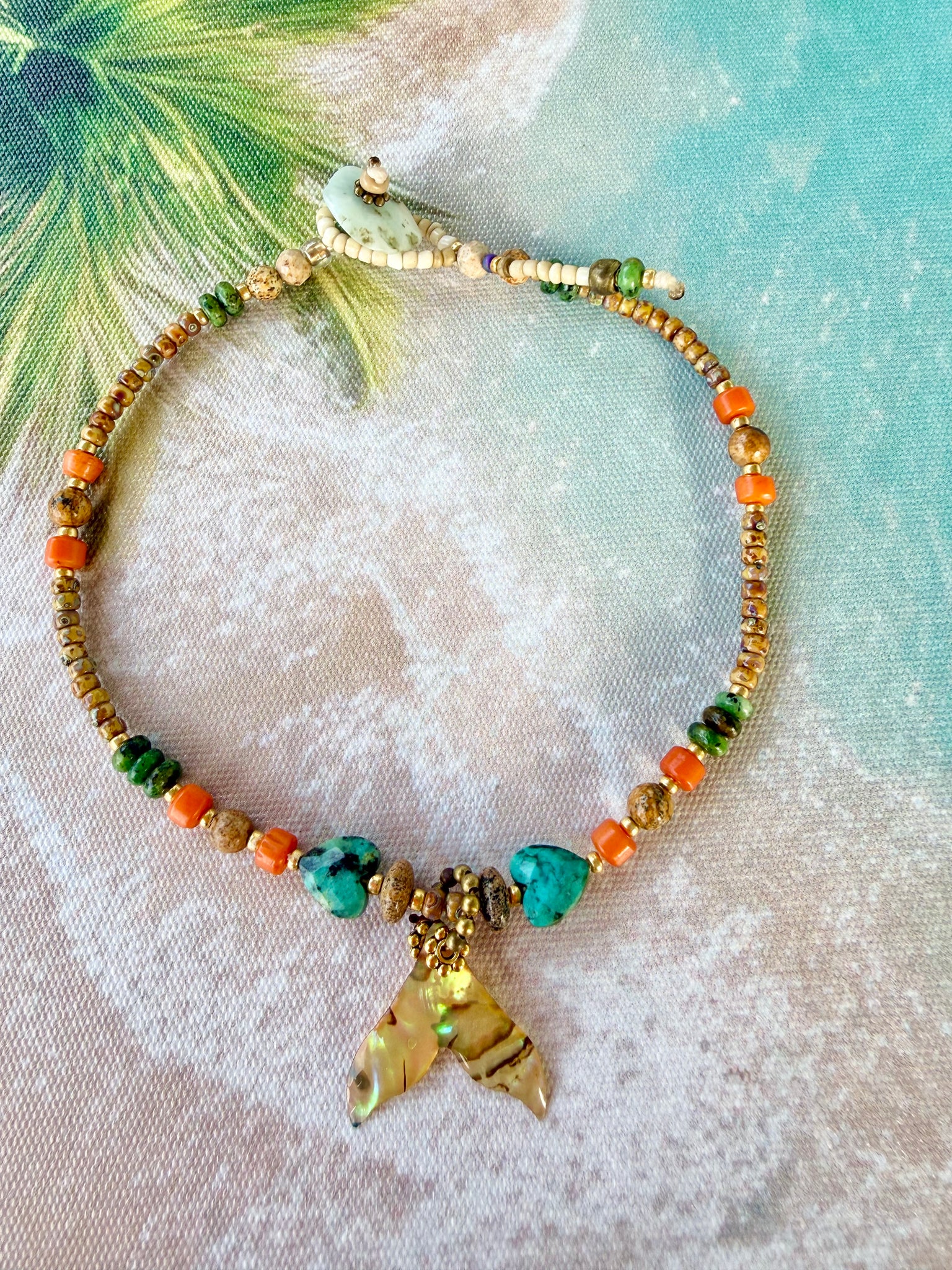 Mother-Of-Shell Beaded Anklet