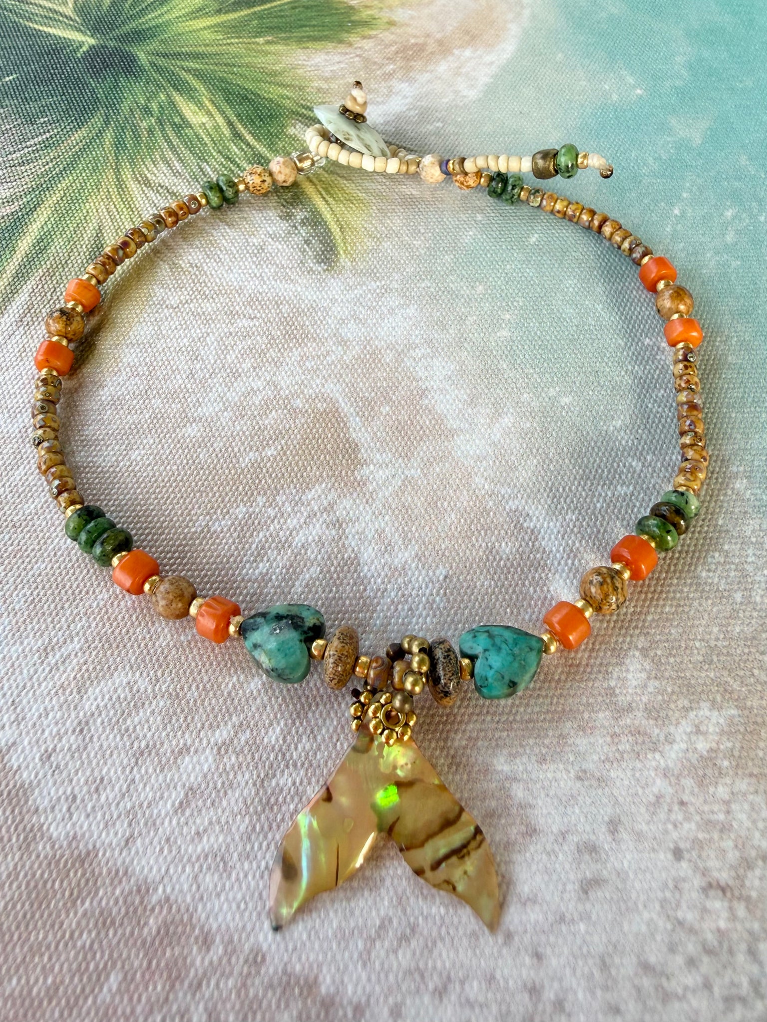 Mother-Of-Shell Beaded Anklet