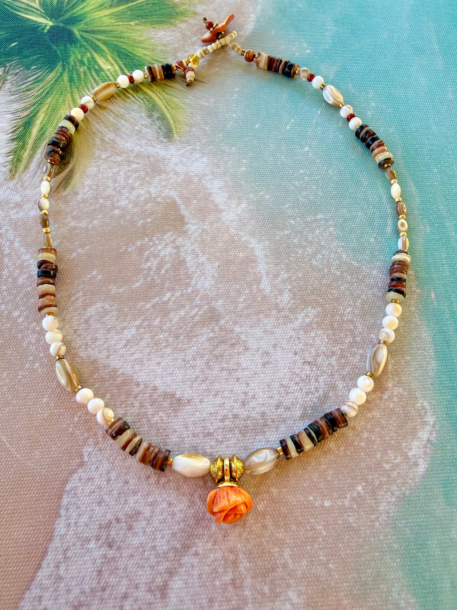 Coral Shell Earrings & Shell Coral Necklace Set