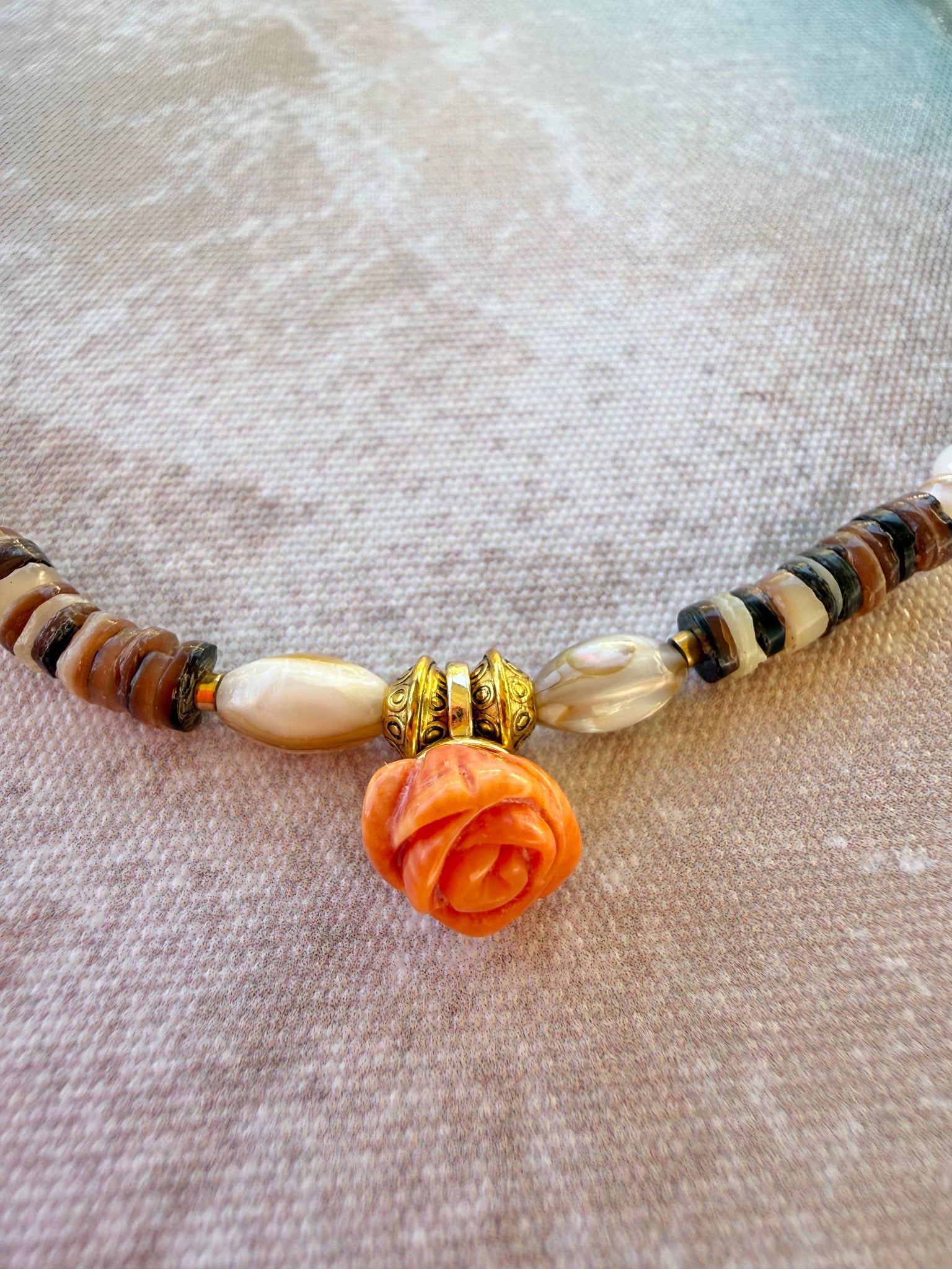 Coral Shell Earrings & Shell Coral Necklace Set