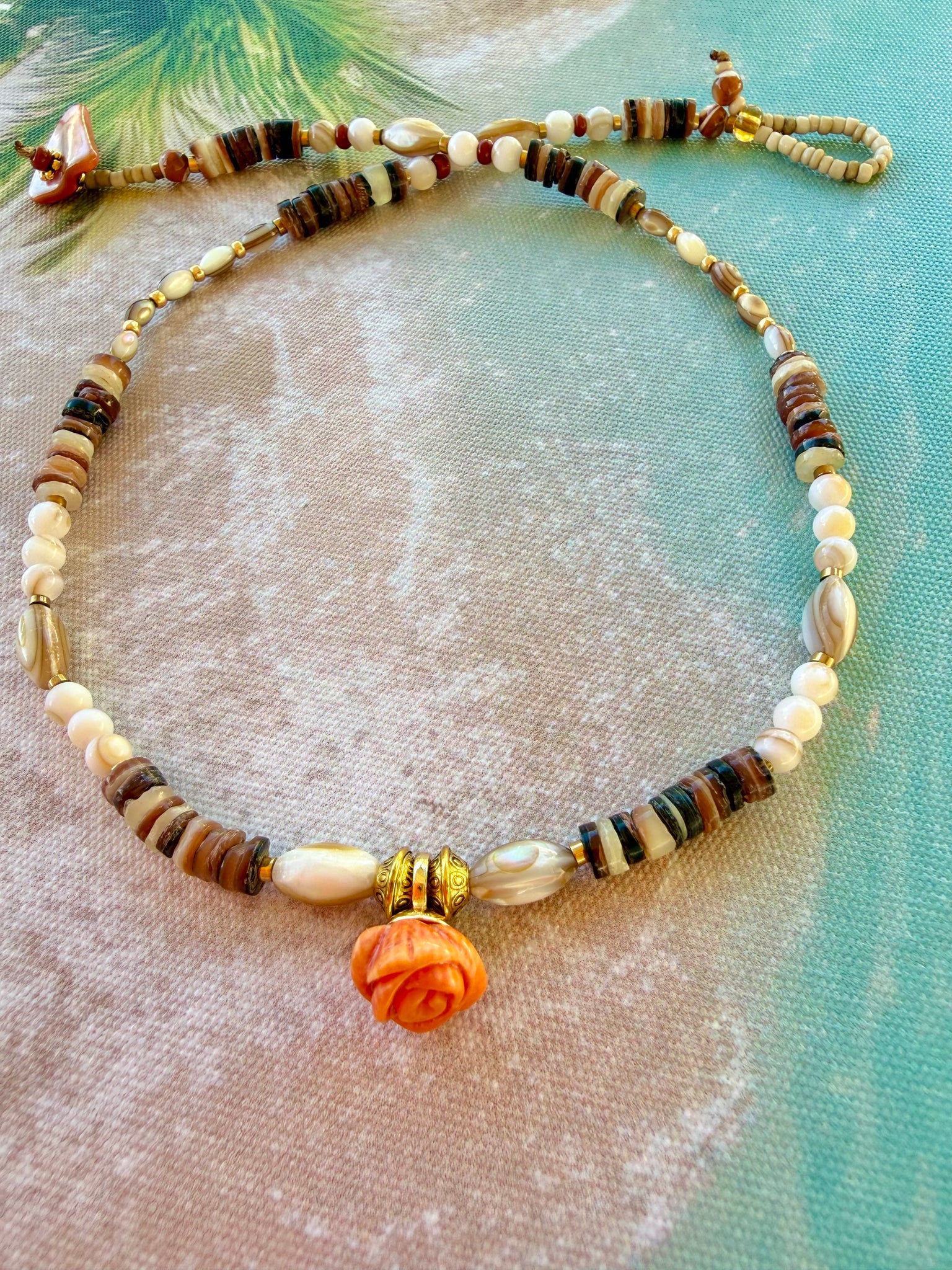 Coral Shell Earrings & Shell Coral Necklace Set