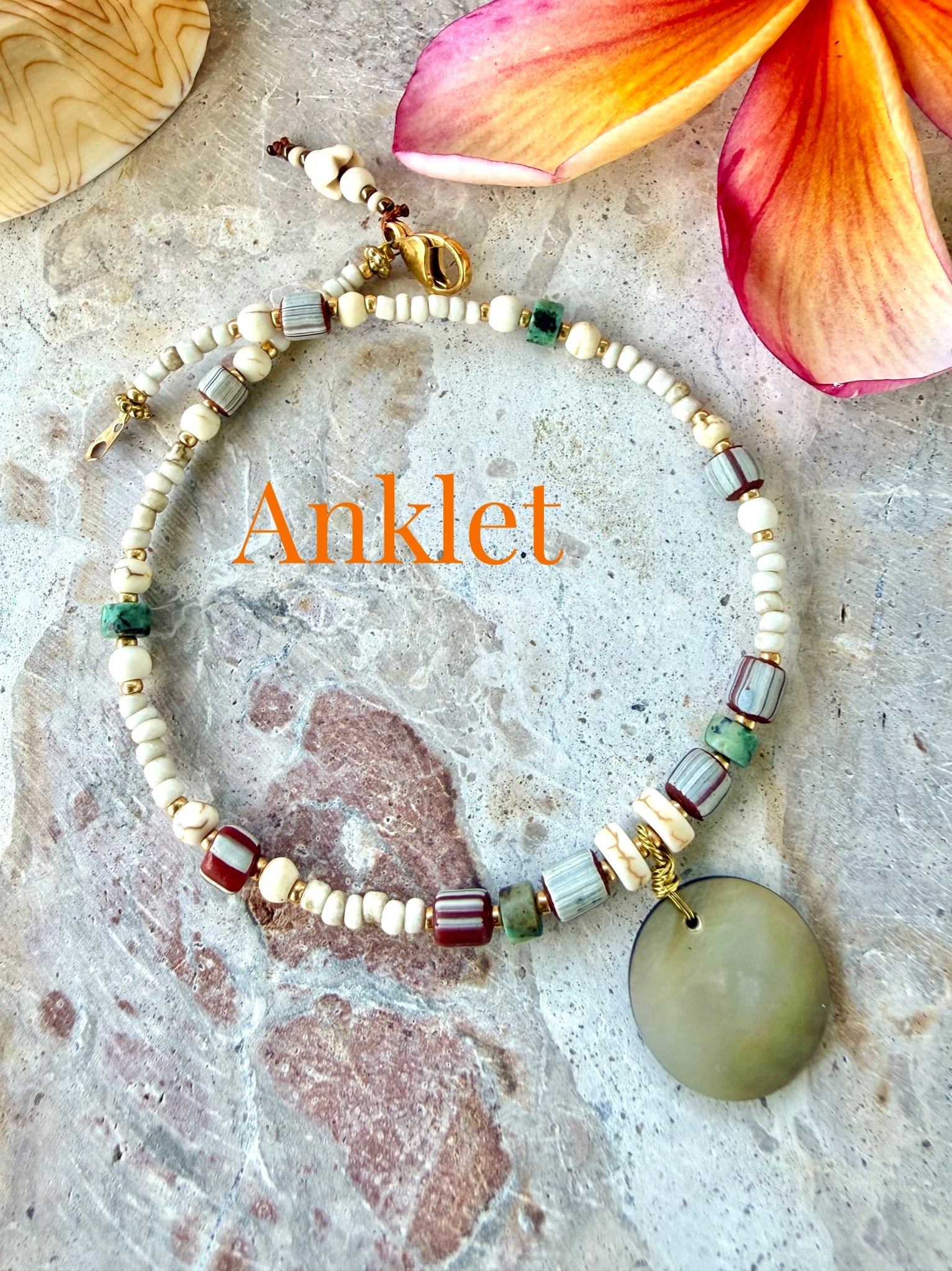 Beachie Boho Seed Bead Bali Anklet